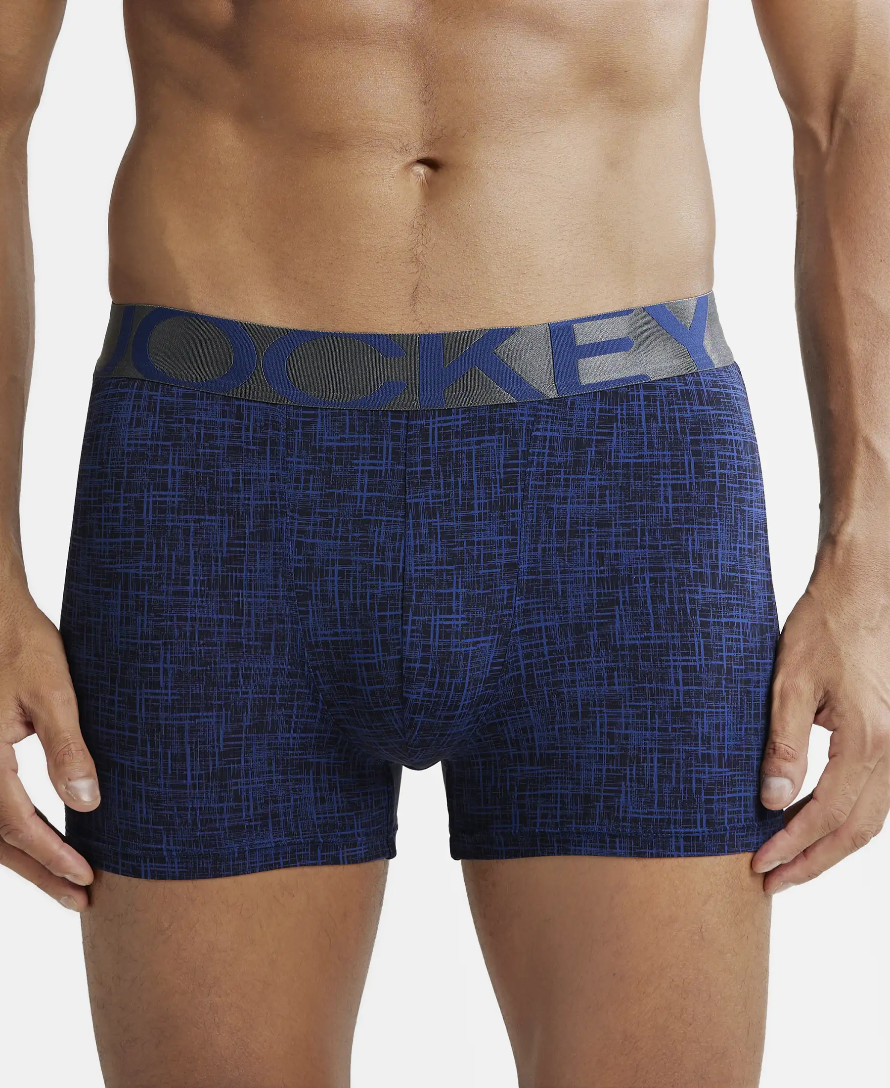 Tactel Microfiber Elastane Stretch Printed Trunk with Moisture Move Properties - Rich Royal Blue Printed