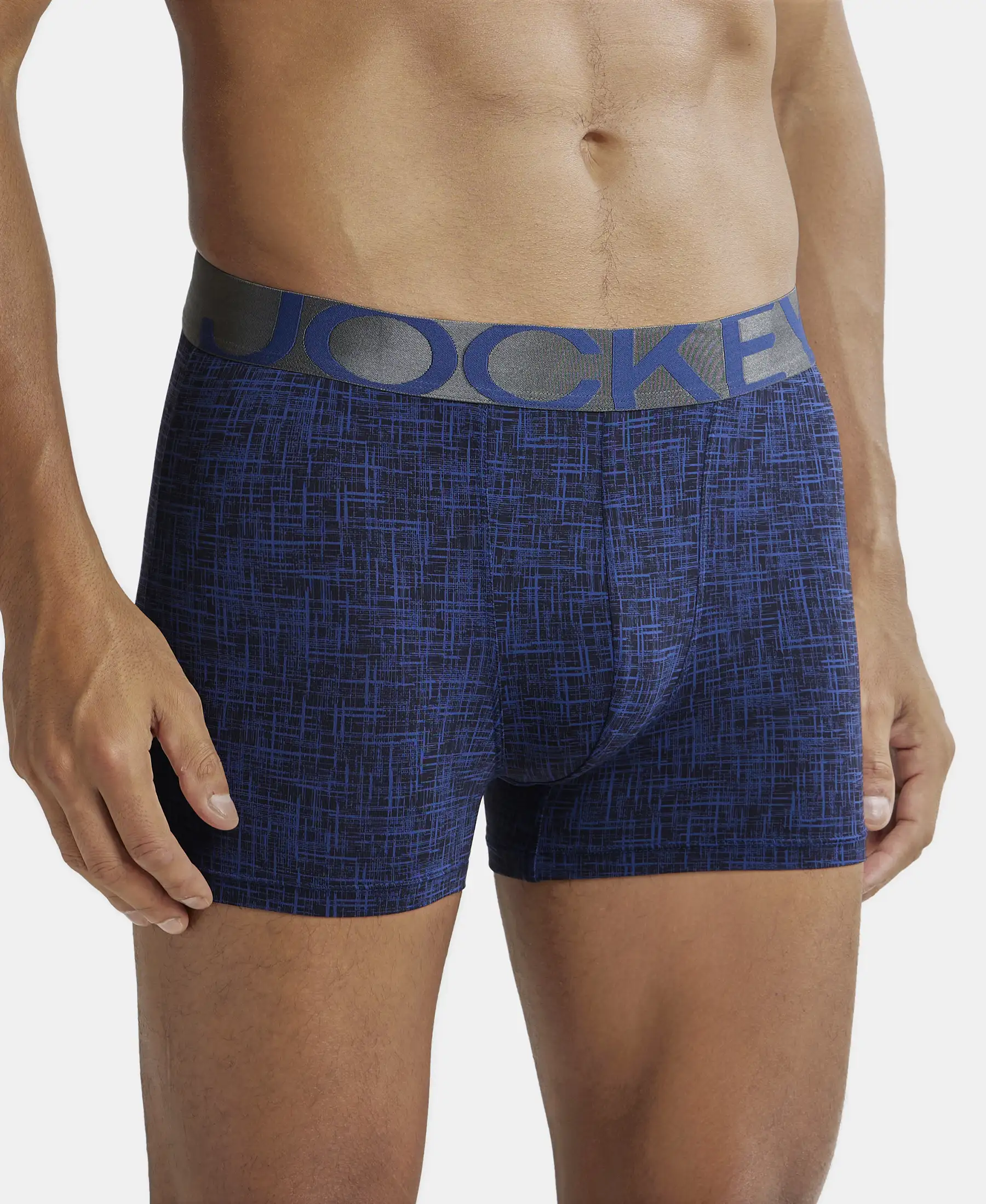 Tactel Microfiber Elastane Stretch Printed Trunk with Moisture Move Properties - Rich Royal Blue Printed - Image 2