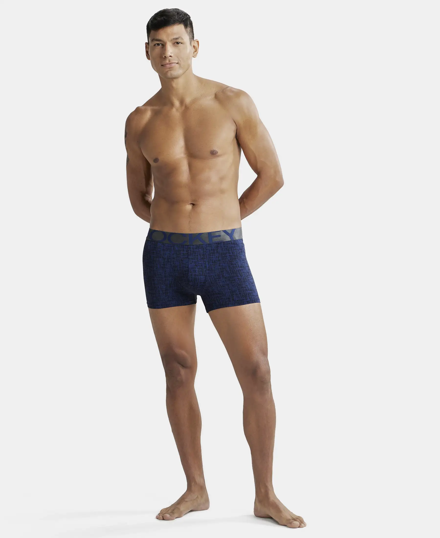 Tactel Microfiber Elastane Stretch Printed Trunk with Moisture Move Properties - Rich Royal Blue Printed - Image 4