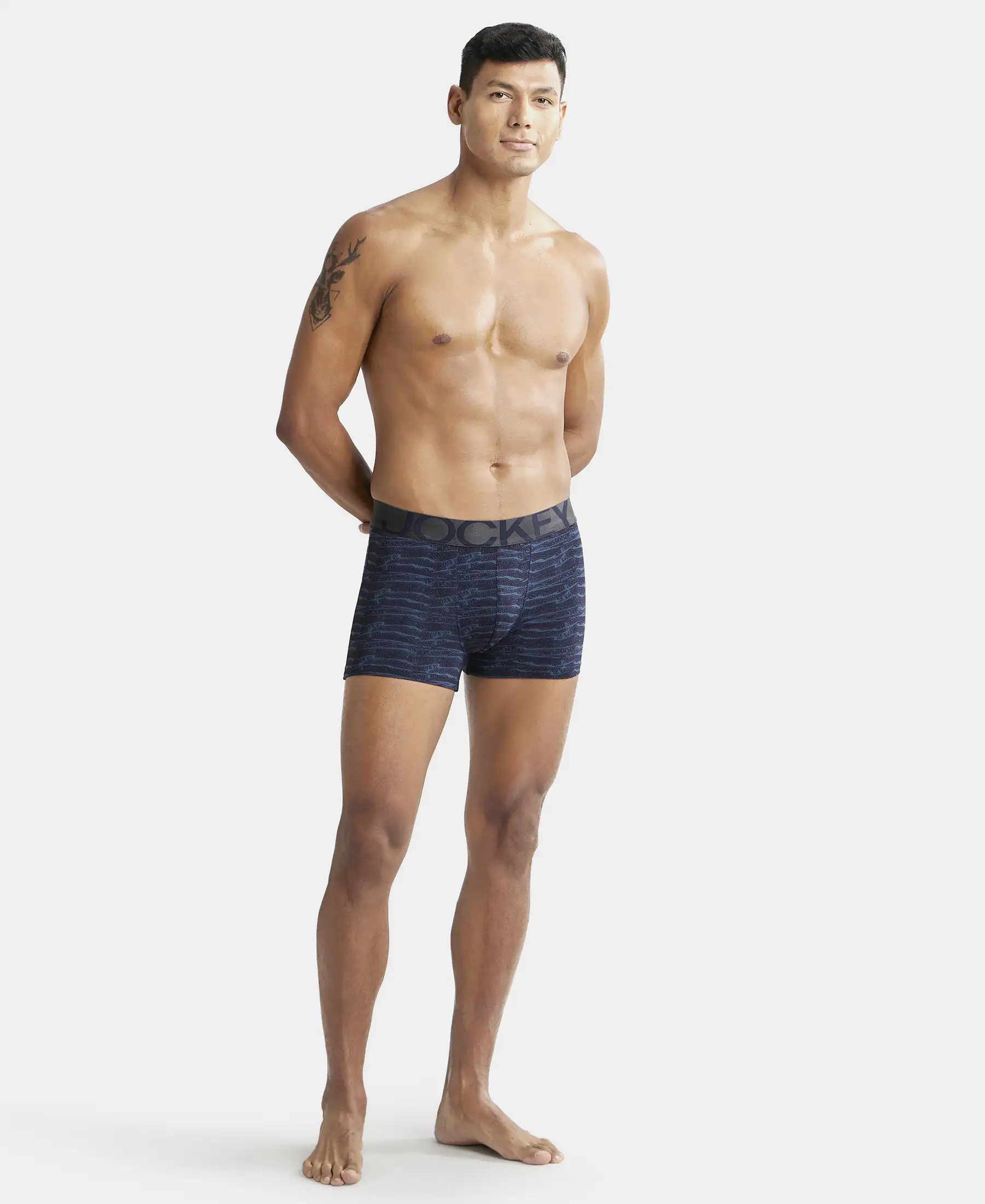 Tactel Microfiber Elastane Stretch Printed Trunk with Moisture Move Properties - True Navy Printed - Image 4