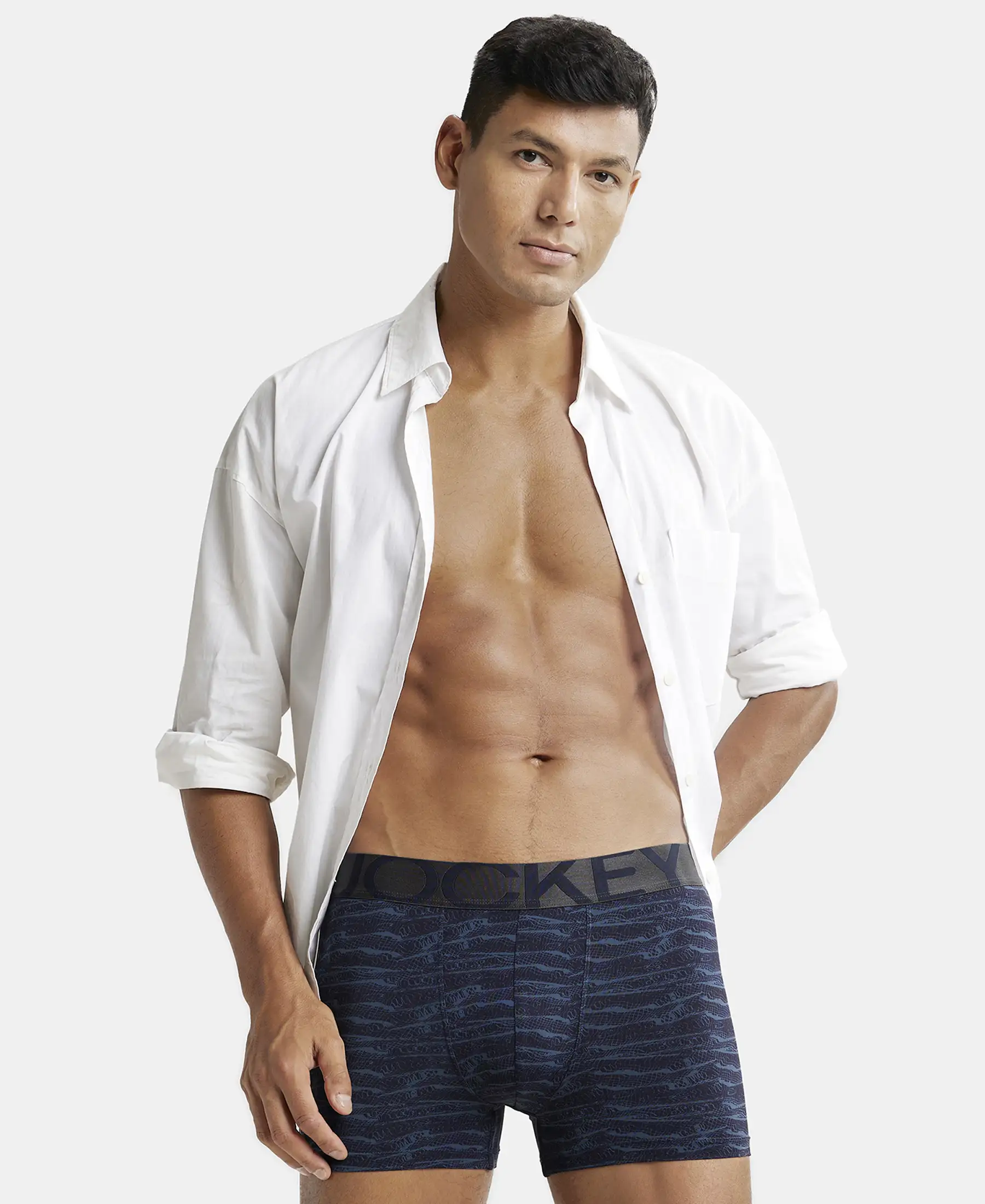 Tactel Microfiber Elastane Stretch Printed Trunk with Moisture Move Properties - True Navy Printed - Image 5