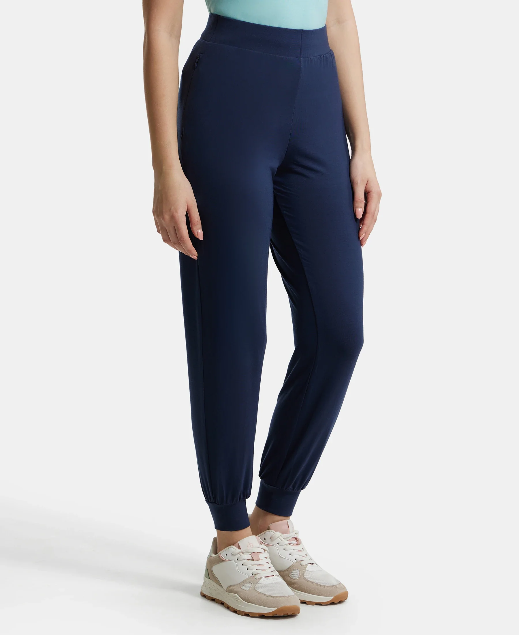 Tencel Lyocell Elastane Stretch Relaxed Fit Yoga Pants - Blue Iris - Image 2