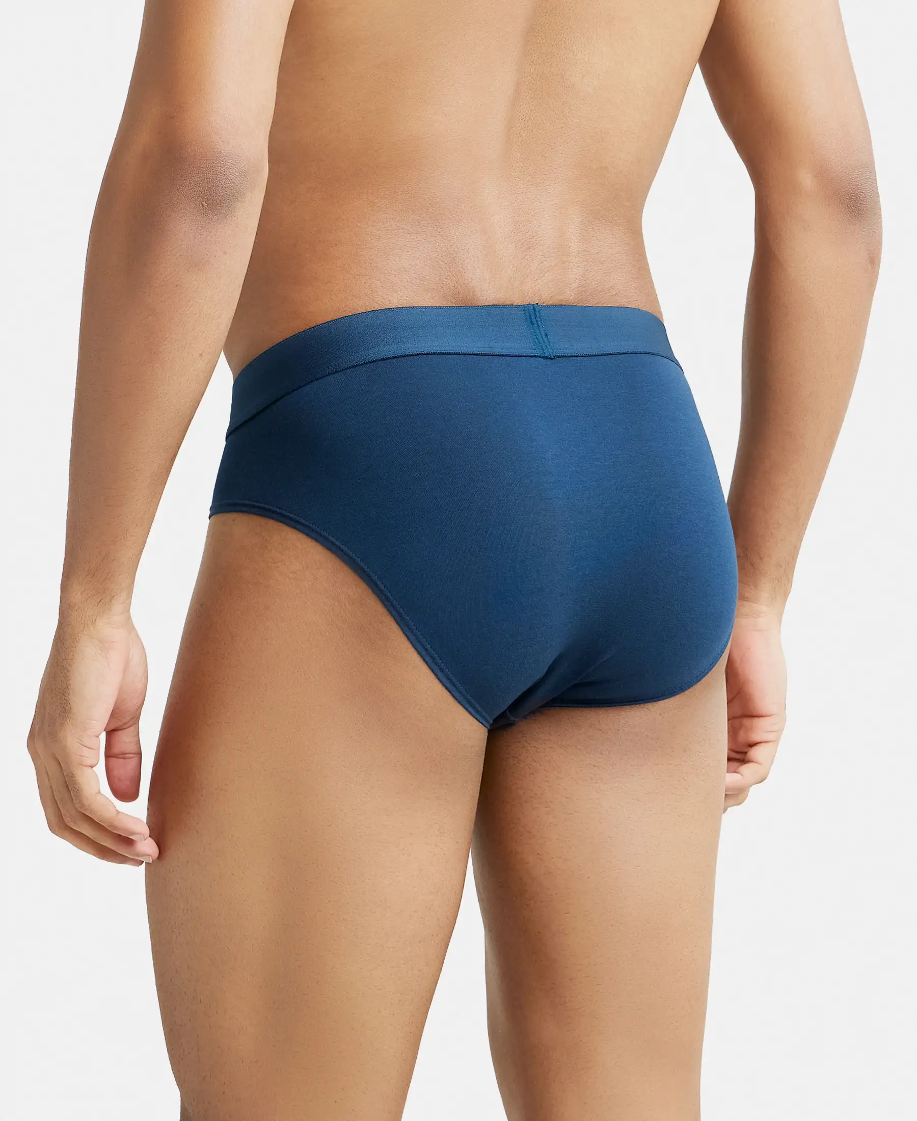 Tencel Micro Modal Cotton Elastane Stretch Solid Brief with Natural StayFresh Properties - Petrol - Image 3