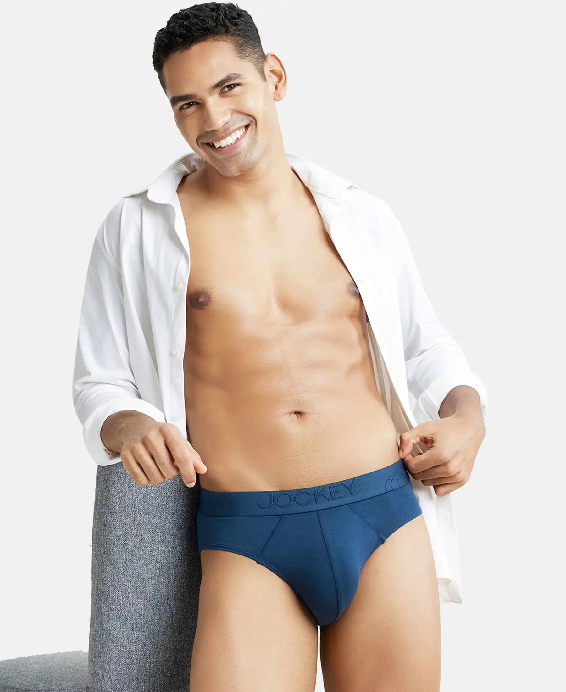 Tencel Micro Modal Cotton Elastane Stretch Solid Brief with Natural StayFresh Properties - Petrol - Image 5