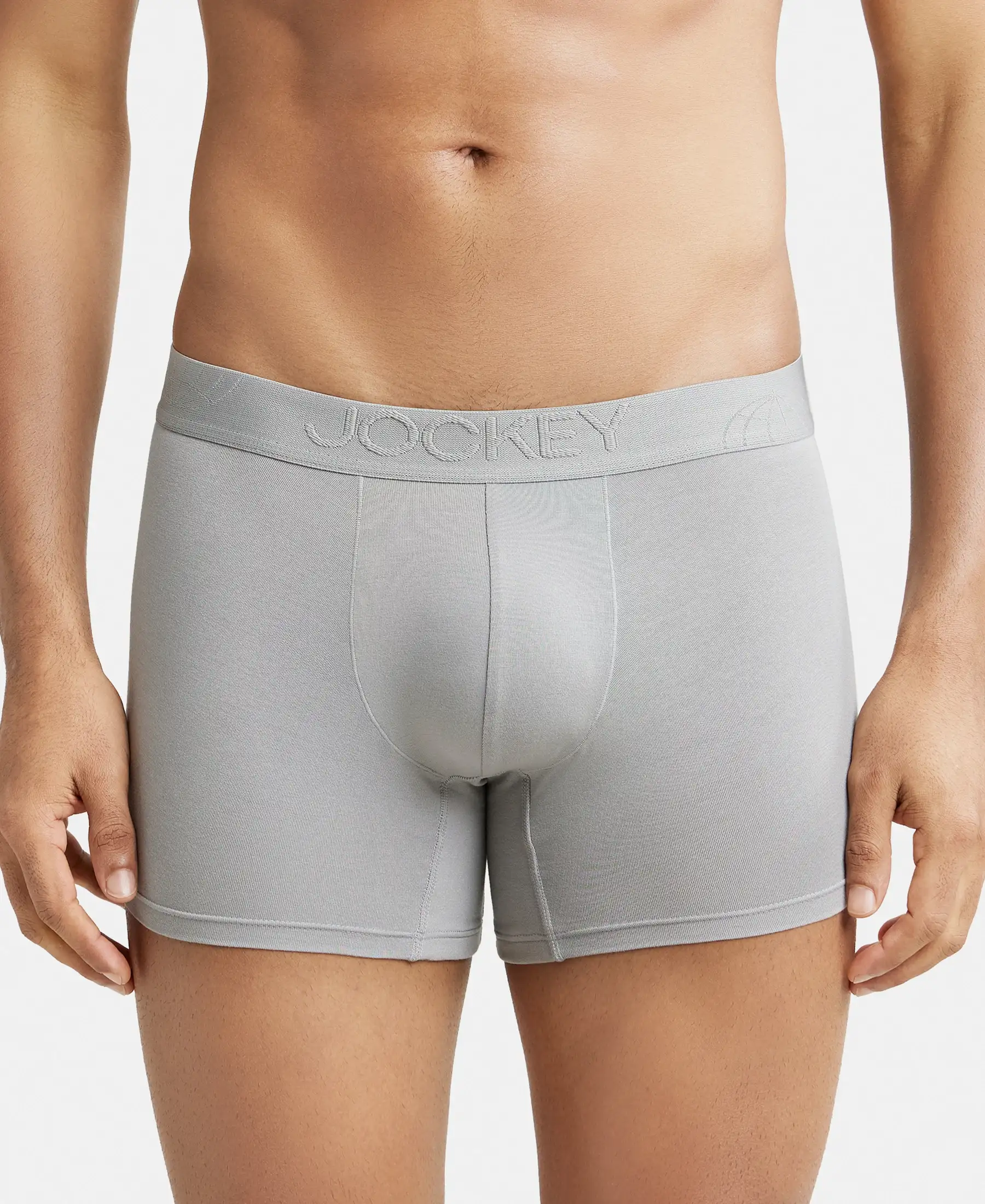 Tencel Micro Modal Cotton Elastane Stretch Solid Trunk with Natural StayFresh Properties - Bright Light Grey