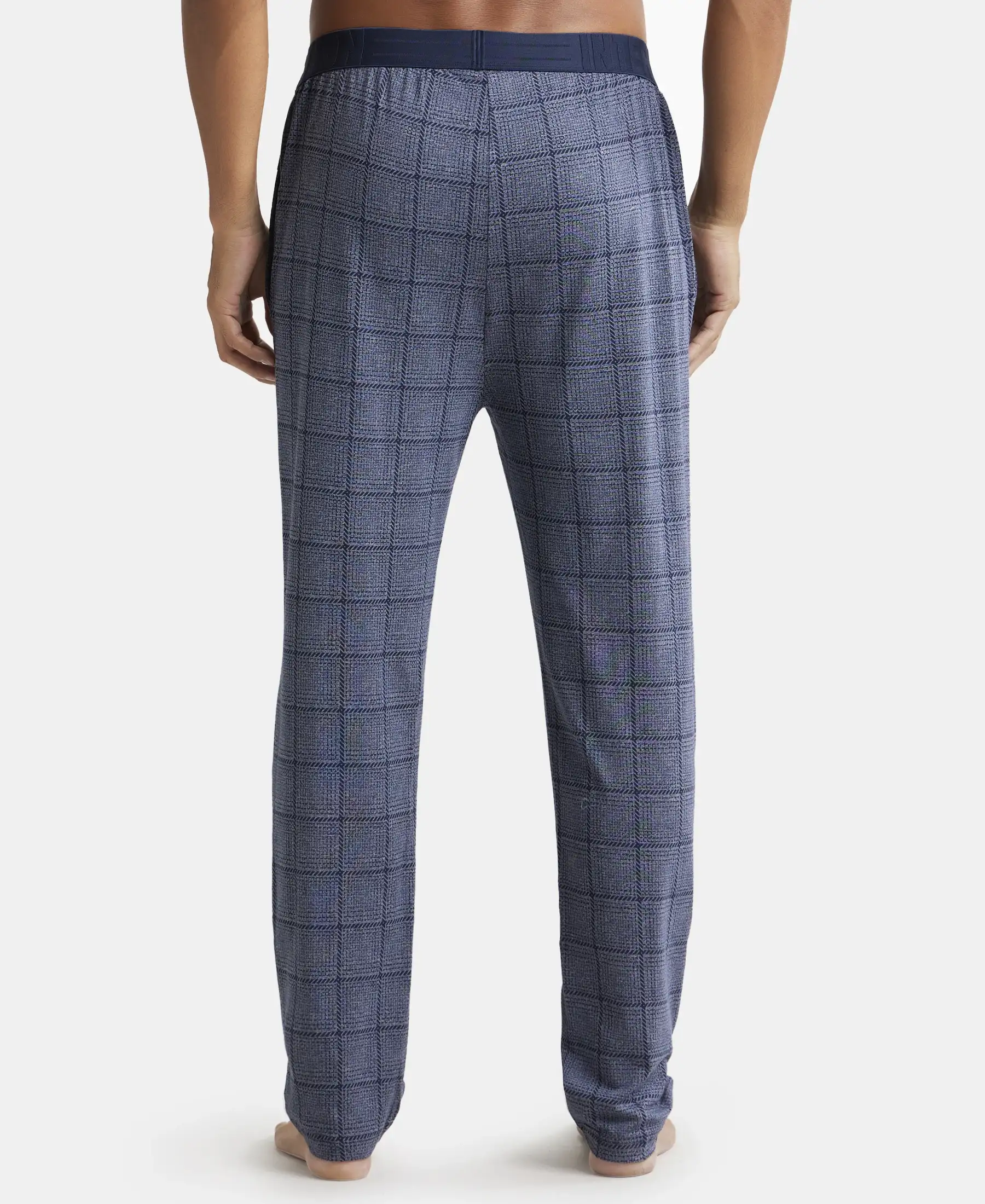 Tencel Micro Modal Cotton Elastane Stretch Regular Fit Pyjama with Side Pockets - Mid Blue - Image 3