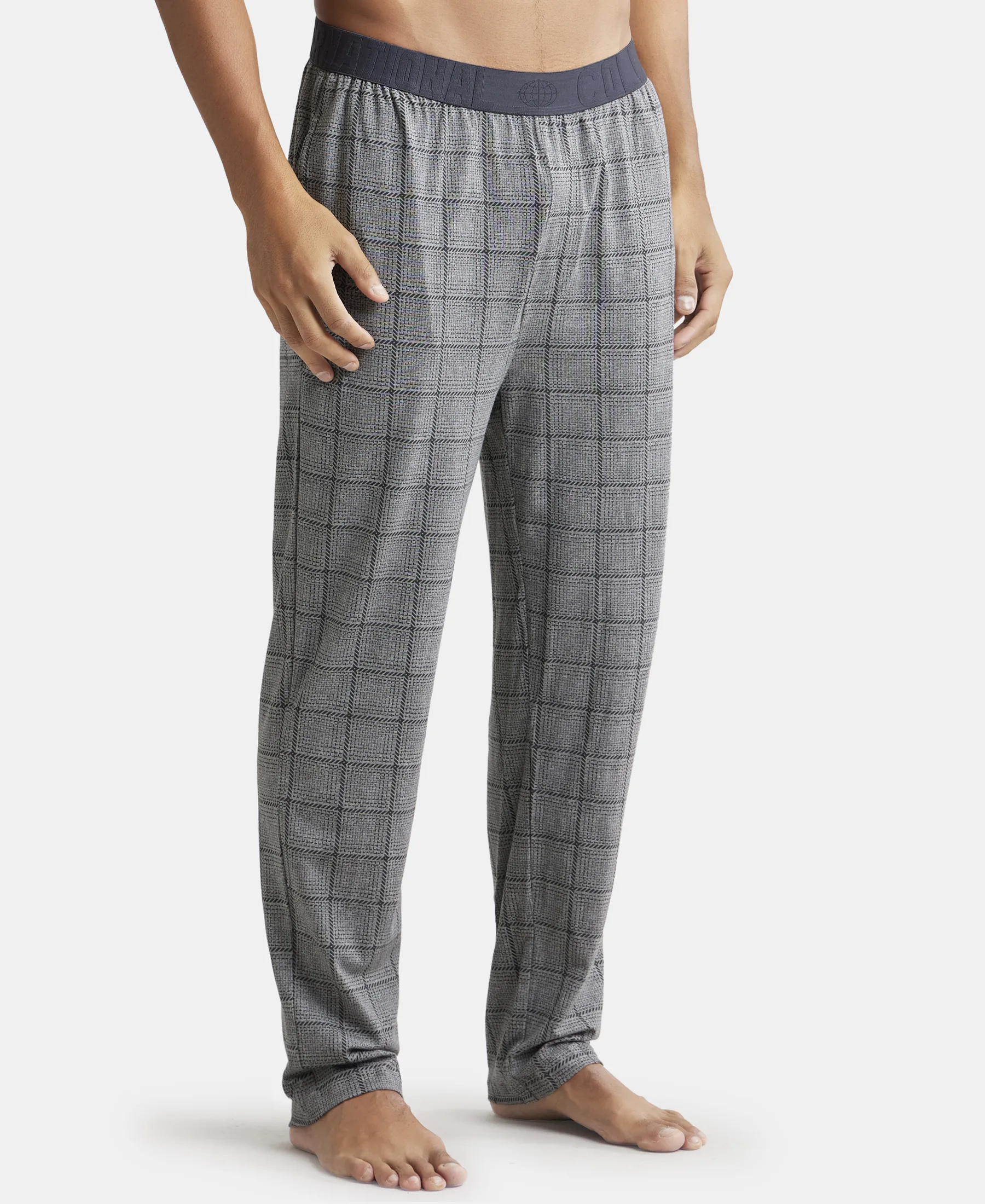 Tencel Micro Modal Cotton Elastane Stretch Regular Fit Pyjama with Side Pockets - Mid Grey - Image 2