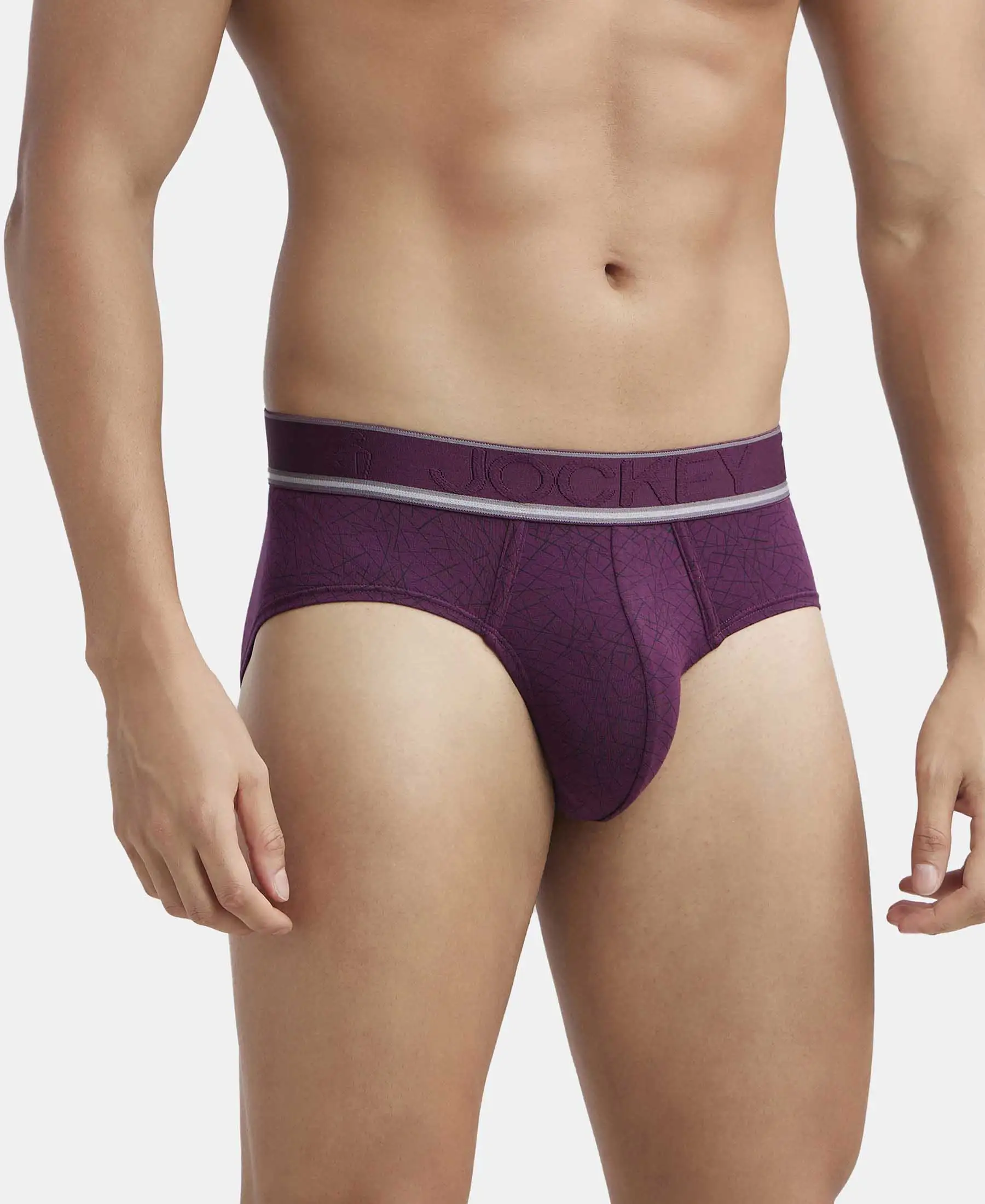 Tencel Micro Modal Elastane Stretch Printed Brief with Natural StayFresh Properties - Potent Purple - Image 2
