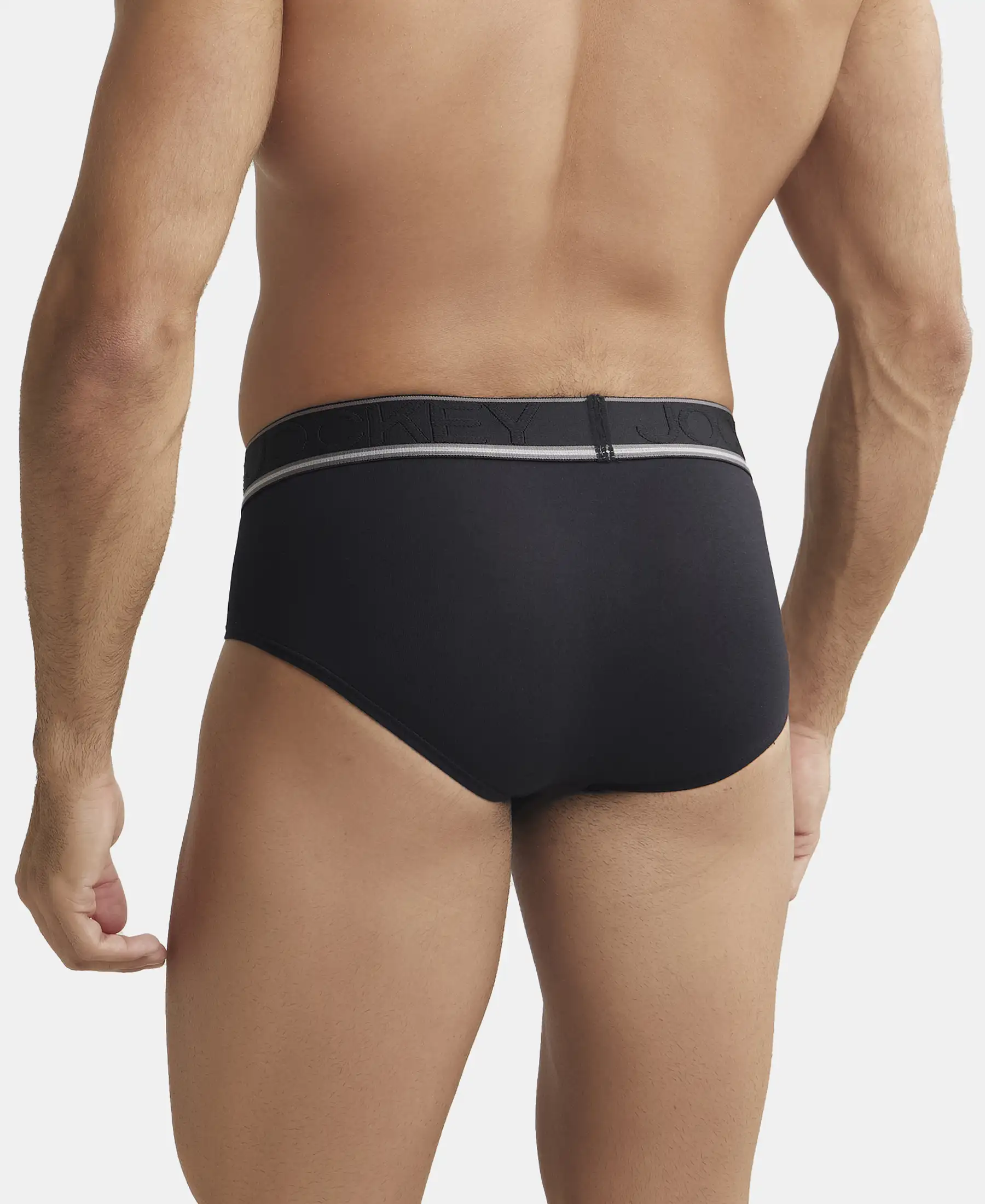 Tencel Micro Modal Elastane Stretch Solid Brief with StayFresh Properties - Black - Image 3