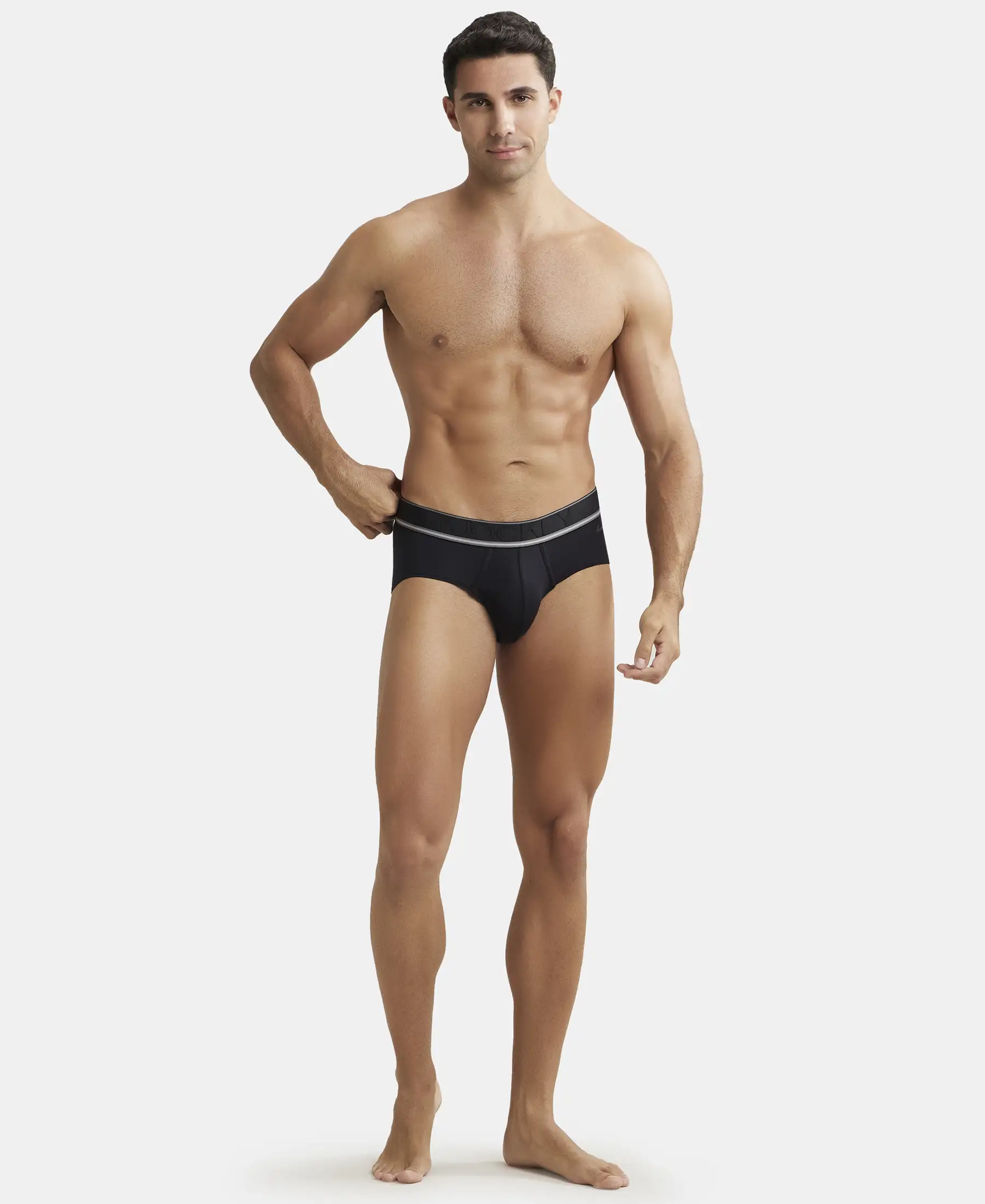 Tencel Micro Modal Elastane Stretch Solid Brief with StayFresh Properties - Black - Image 4
