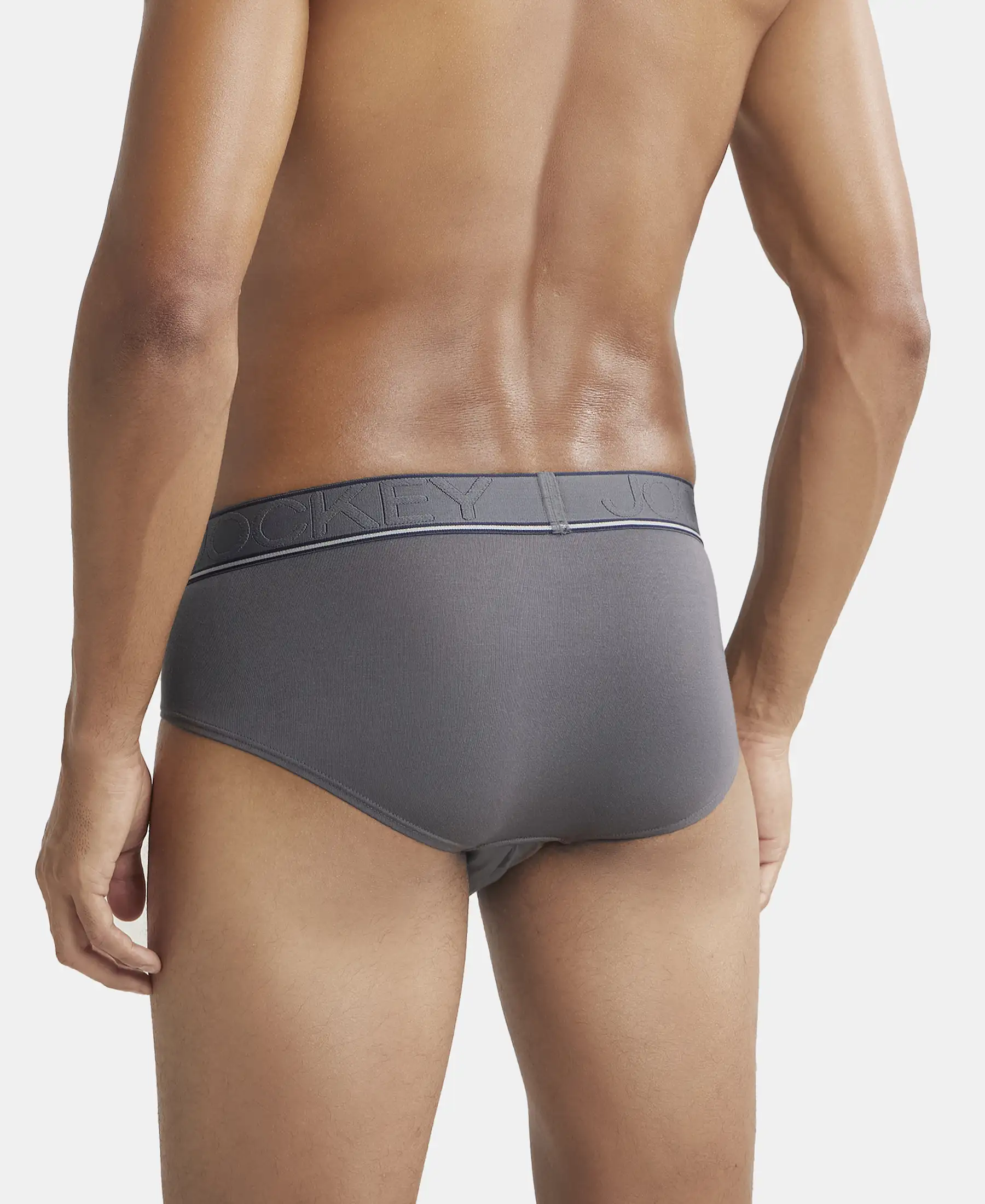 Tencel Micro Modal Elastane Stretch Solid Brief with StayFresh Properties - Gunmetal - Image 3