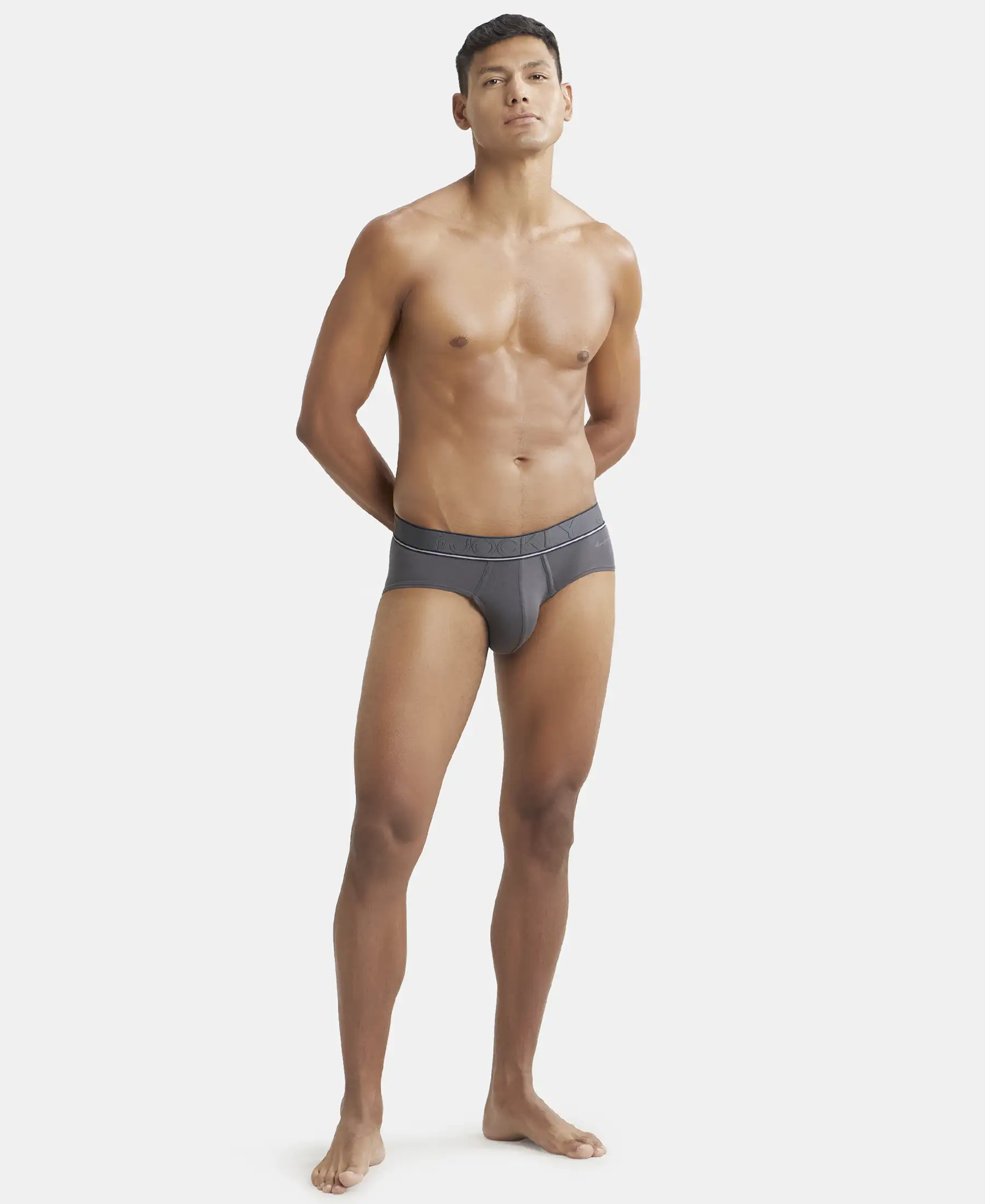 Tencel Micro Modal Elastane Stretch Solid Brief with StayFresh Properties - Gunmetal - Image 4
