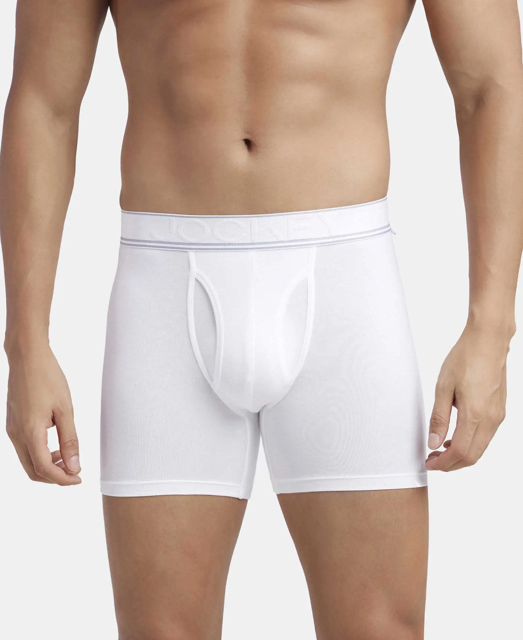 Tencel Micro Modal Elastane Stretch Solid Boxer Brief with Natural StayFresh Properties - White