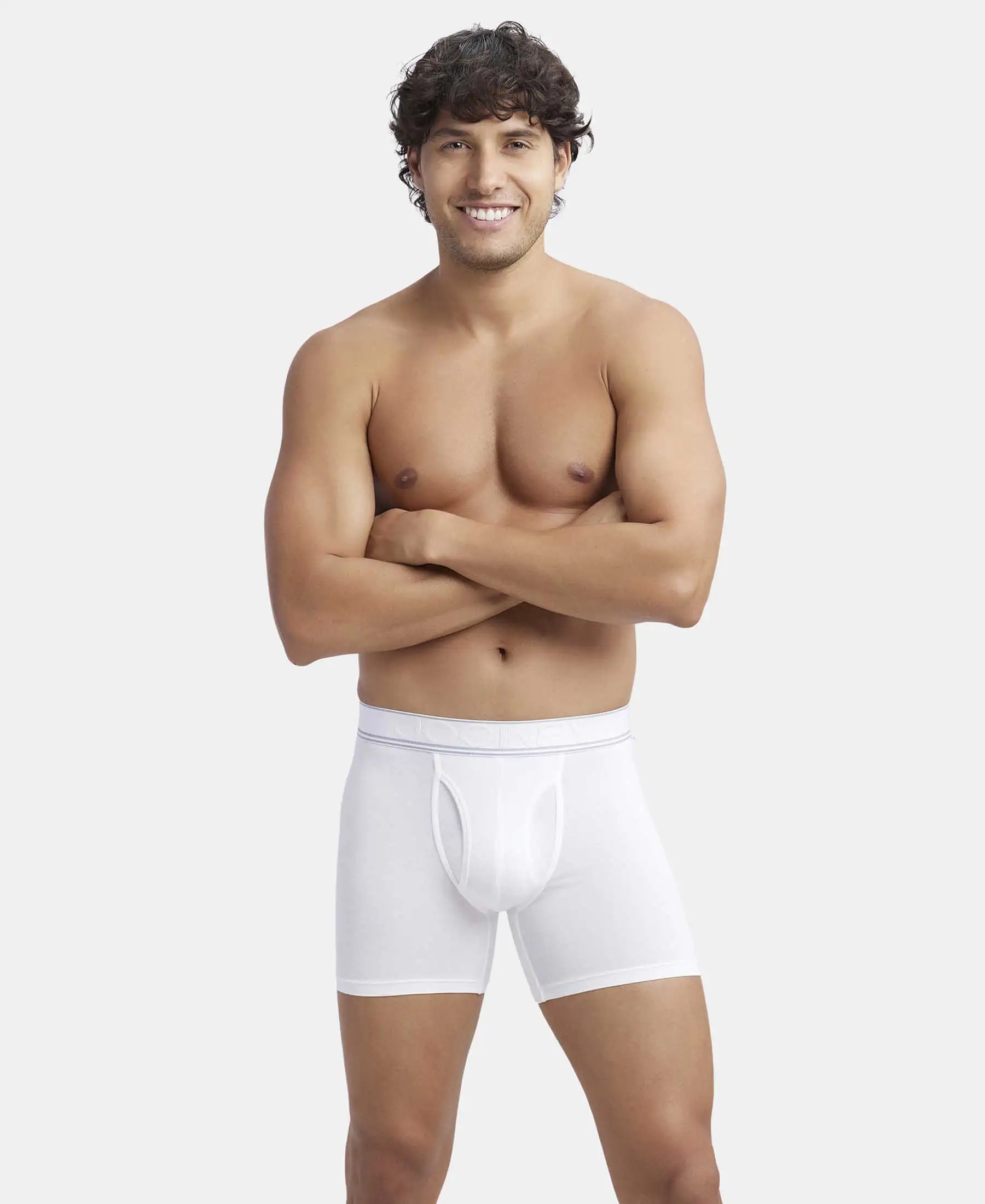 Tencel Micro Modal Elastane Stretch Solid Boxer Brief with Natural StayFresh Properties - White - Image 5