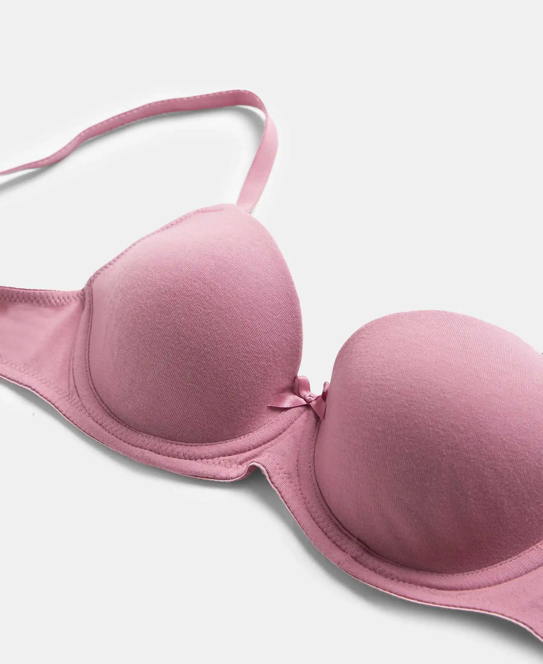 Under-Wired Padded Super Combed Cotton Elastane Stretch Medium Coverage T-Shirt Bra with Detachable Straps - Heather Rose - Image 11