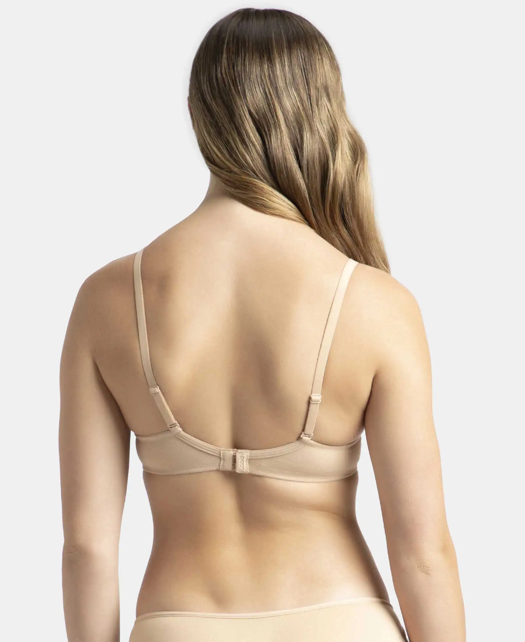 Under-Wired Padded Super Combed Cotton Elastane Stretch Medium Coverage T-Shirt Bra with Detachable Straps - Light Skin - Image 3