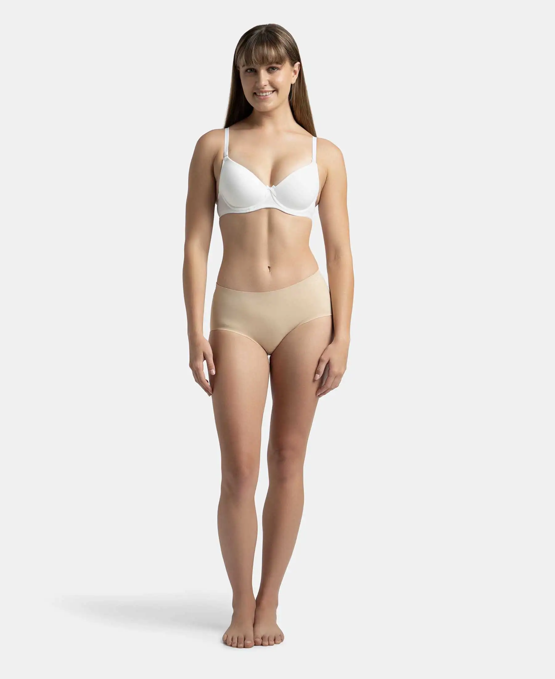 Under-Wired Padded Super Combed Cotton Elastane Stretch Medium Coverage T-Shirt Bra with Detachable Straps - White - Image 4