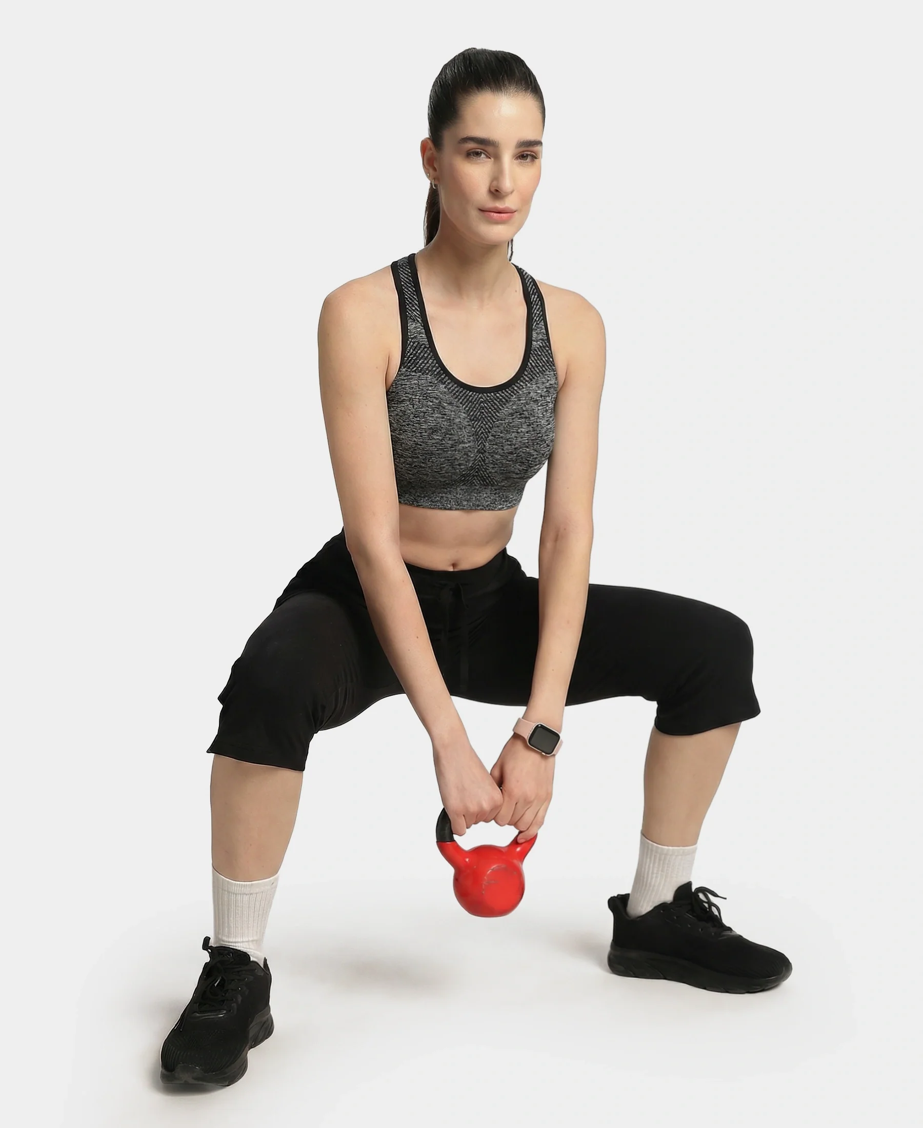Wirefree Non Padded Micro Touch Nylon Elastane Full Coverage Reversible Active Bra With StayFresh Treatment - Black Melange - Image 4