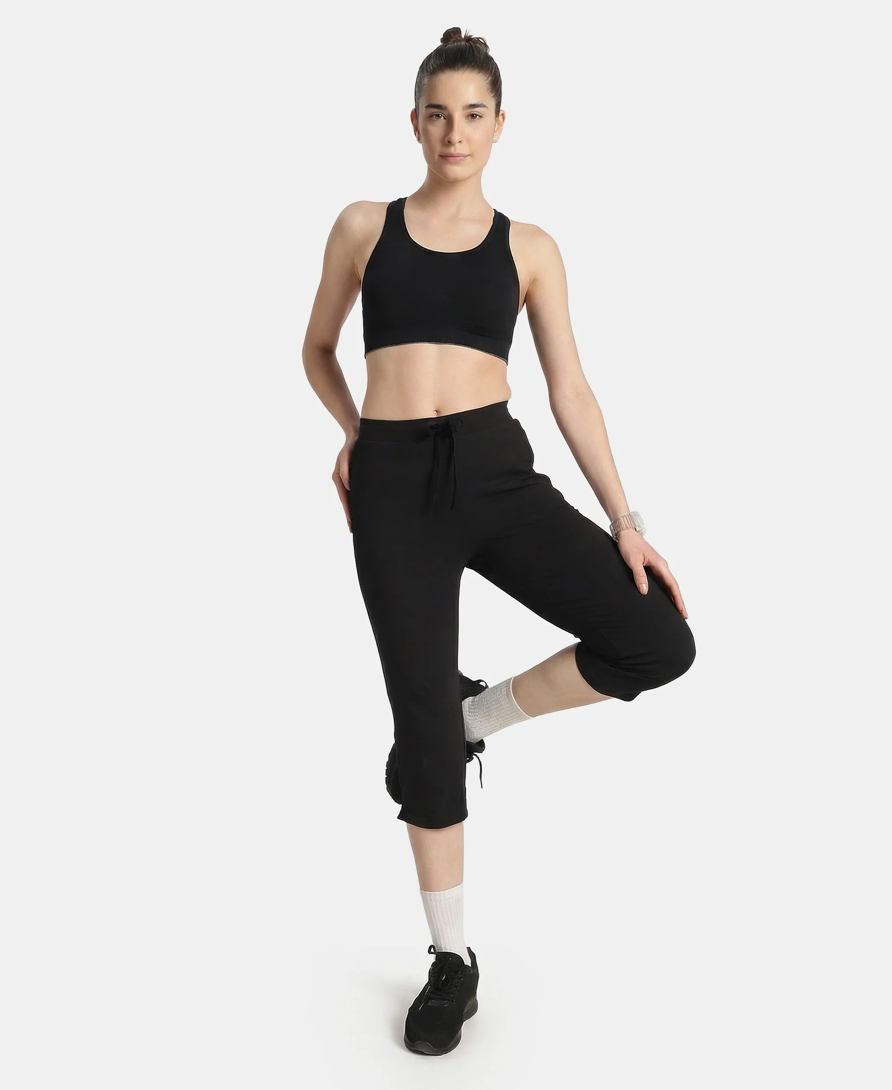 Wirefree Non Padded Micro Touch Nylon Elastane Full Coverage Reversible Active Bra With StayFresh Treatment - Black Melange - Image 8