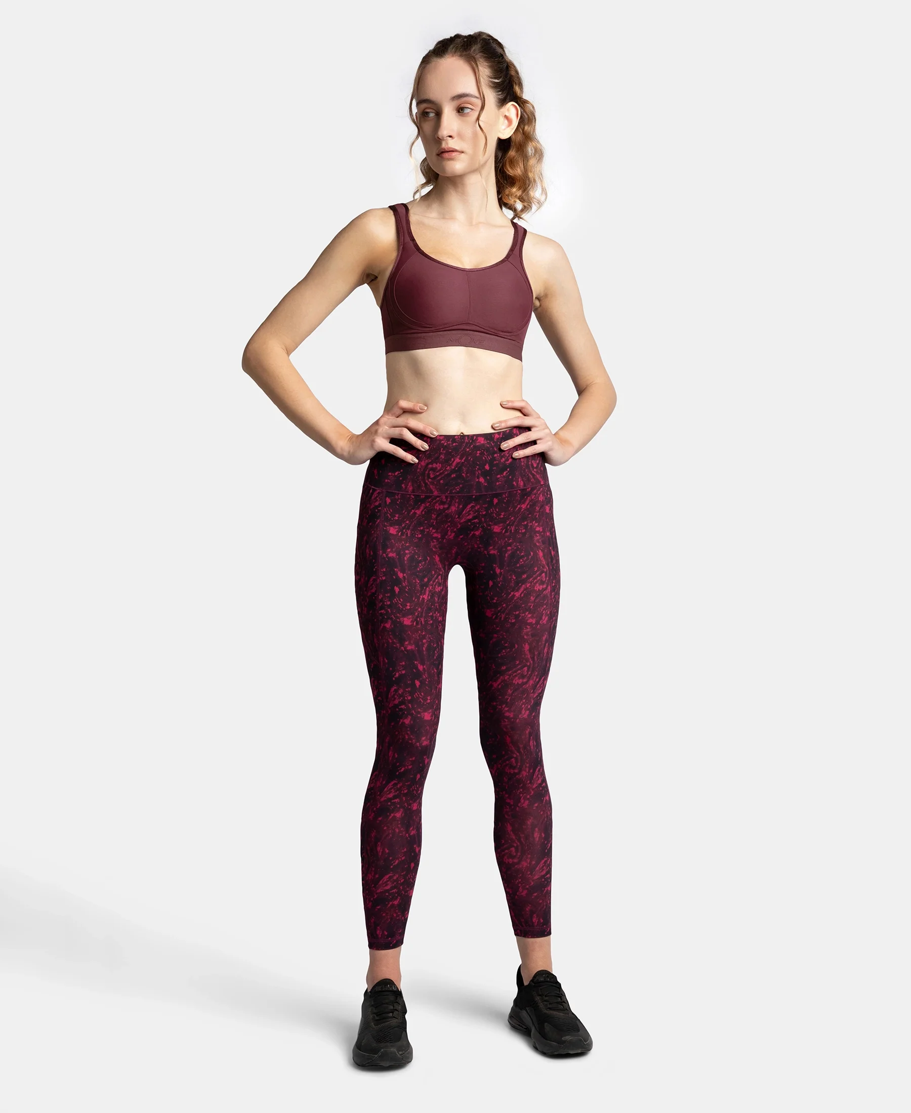 Wirefree Non Padded Plus Size Microfiber Elastane Stretch Full Coverage Sports Bra with StayDry Treatment - Tawny Port - Image 4
