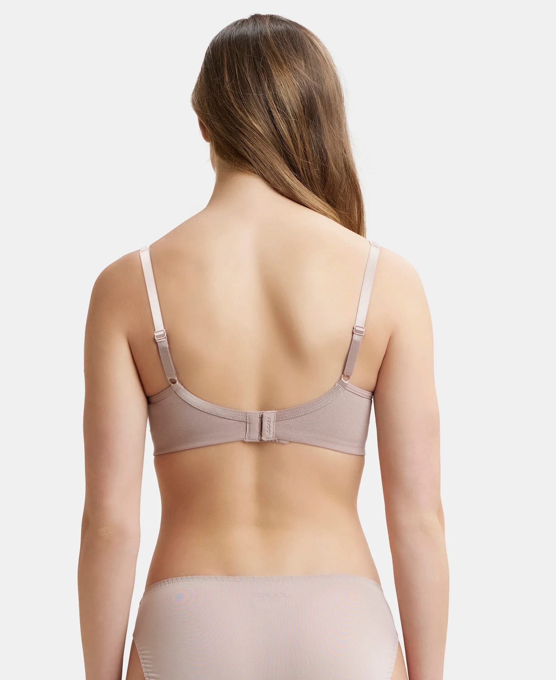 Wirefree Non Padded Plus Size Super Combed Cotton Elastane Stretch Full Coverage Everyday Bra with Concealed Shaper Panel - Mocha - Image 3