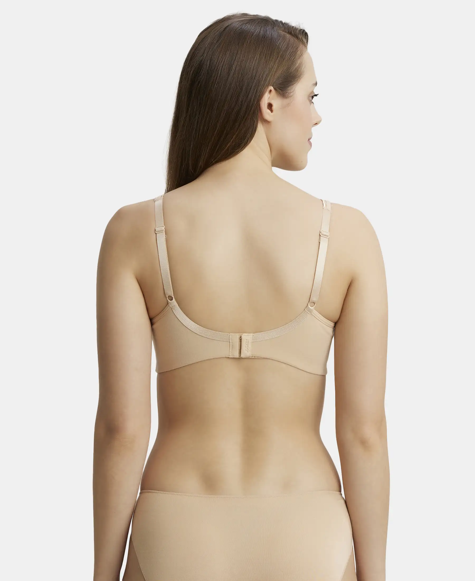 Wirefree Non Padded Super Combed Cotton Elastane Stretch Full Coverage Everyday Bra with Concealed Shaper Panel - Skin - Image 3