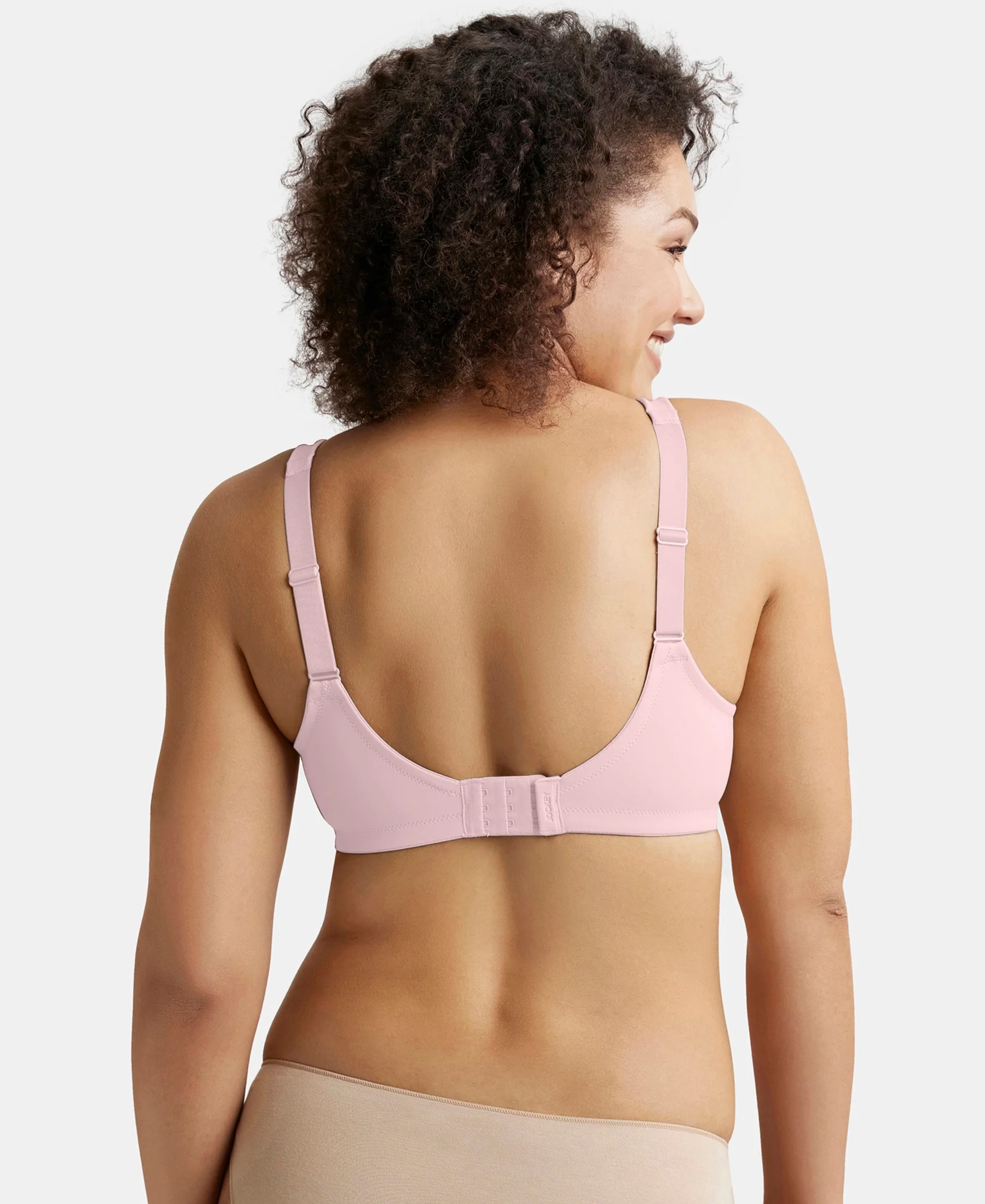 Wirefree Non Padded Soft Touch Microfiber Elastane Stretch Full Coverage Minimizer Bra with Broad Cushioned Fabric Strap - Fragrant Lilac - Image 3