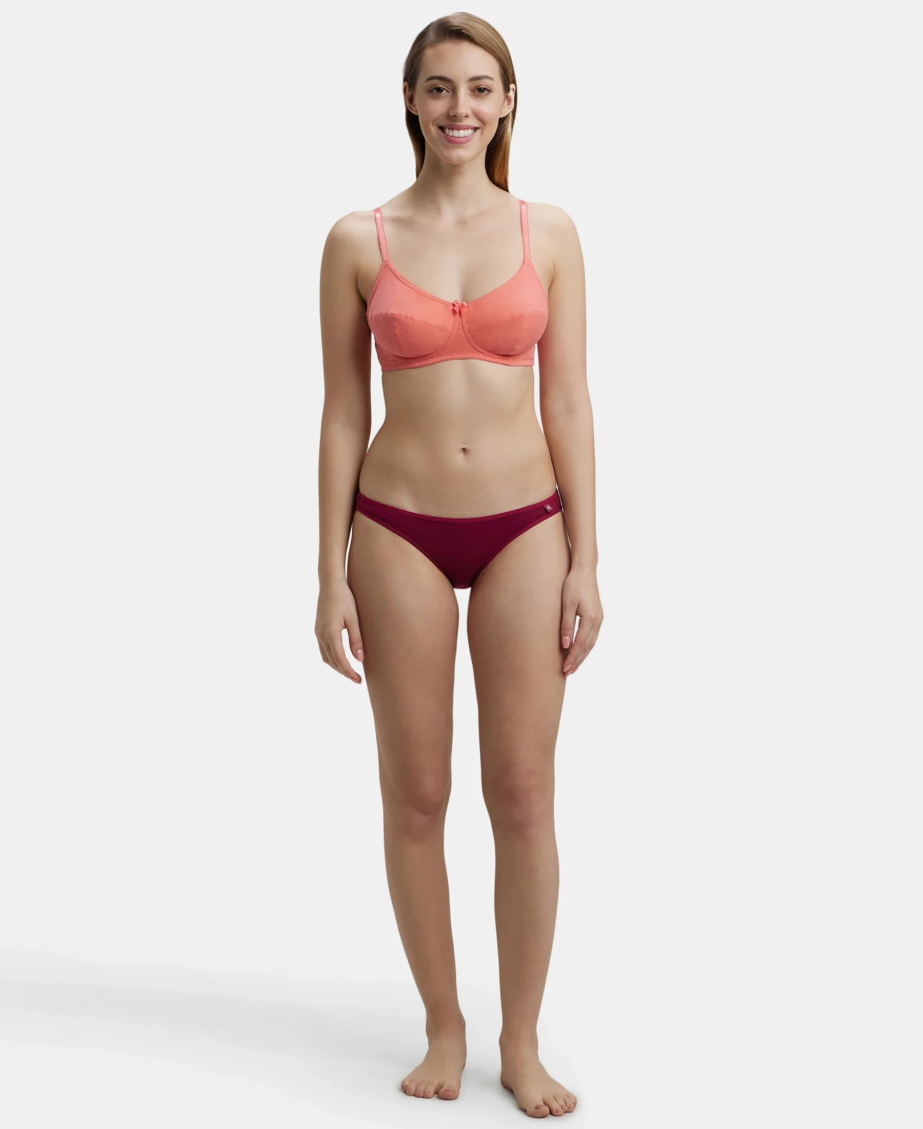 Wirefree Non Padded Super Combed Cotton Elastane Stretch Full Coverage Everyday Bra with Soft Adjustable Straps - Blush Pink - Image 4