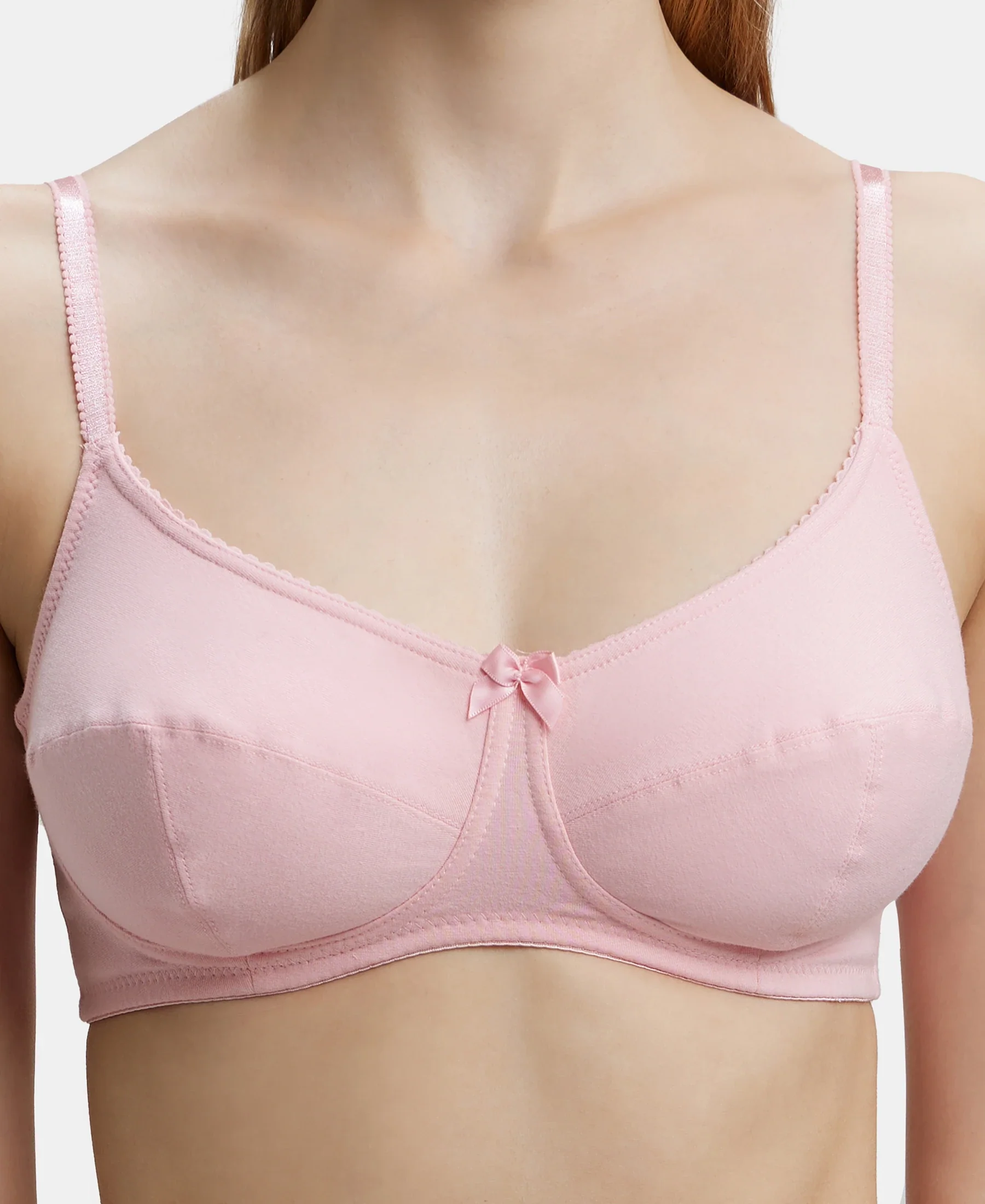 Wirefree Non Padded Super Combed Cotton Elastane Stretch Full Coverage Everyday Bra with Soft Adjustable Straps - Candy Pink - Image 7