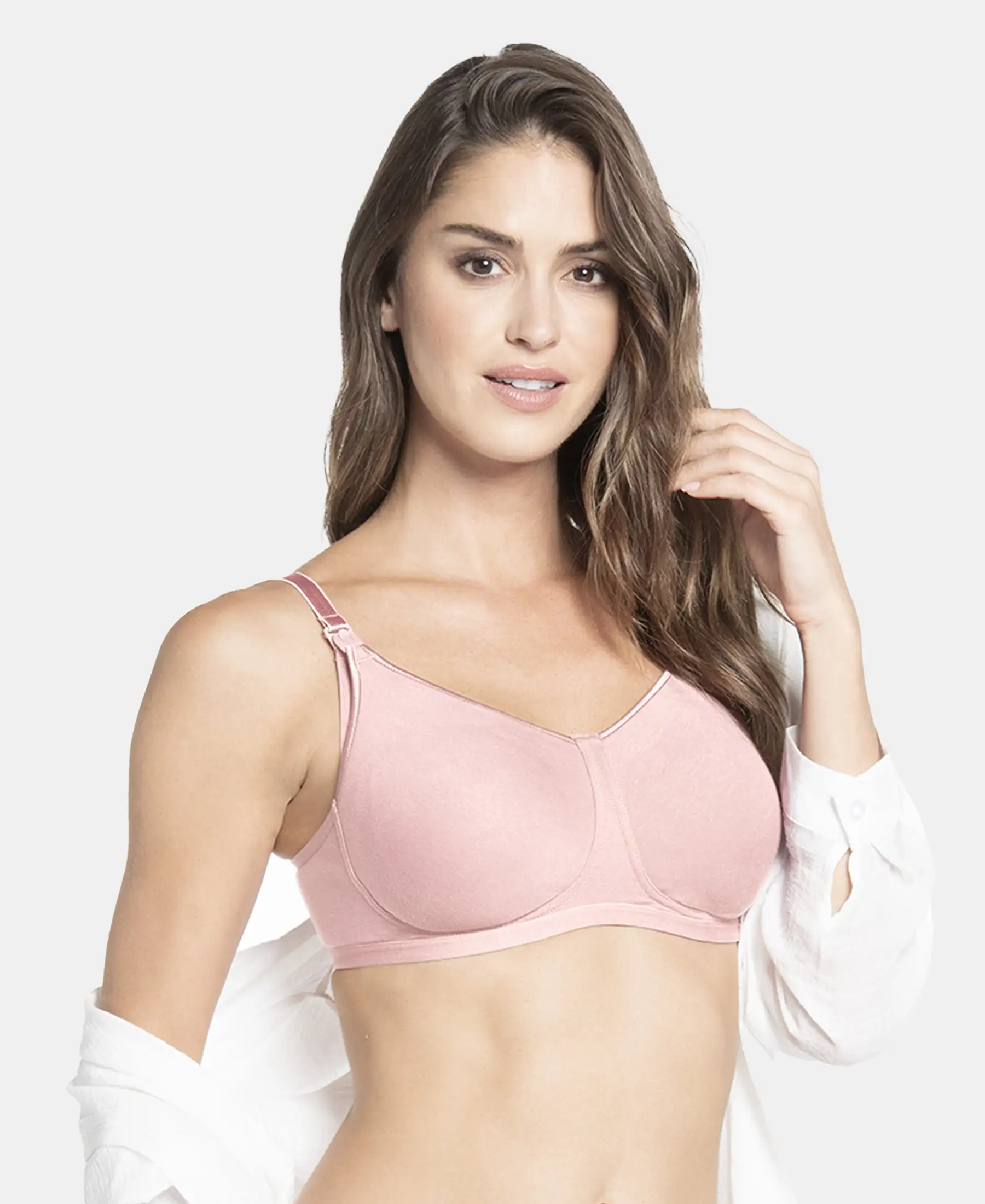 Wirefree Non Padded Super Combed Cotton Elastane Stretch Full Coverage Nursing Bra with Front Clasp Opening - Candy Pink - Image 6