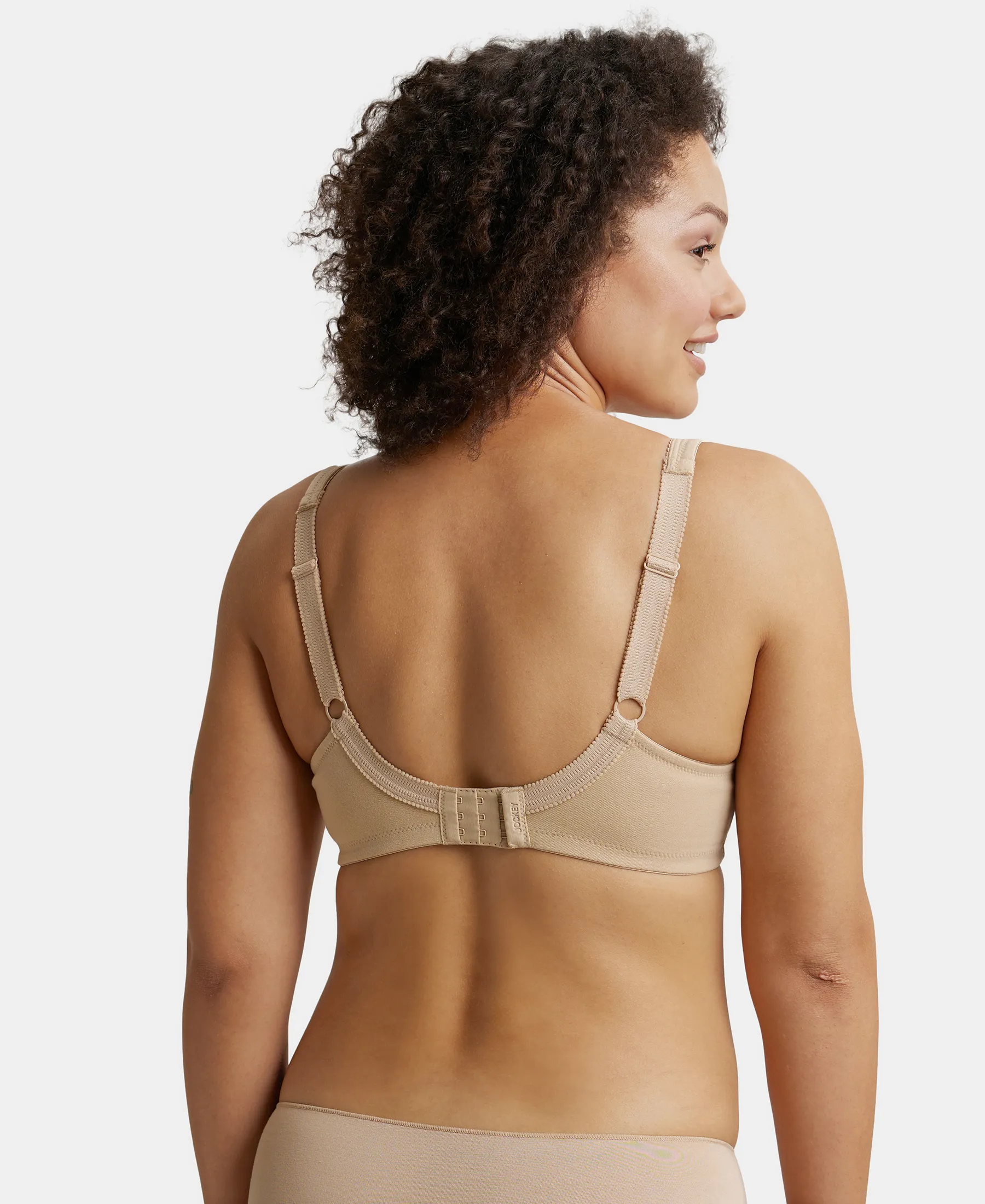 Wirefree Non Padded Super Combed Cotton Elastane Stretch Full Coverage Plus Size Bra Plush Lining Cup - Skin - Image 3