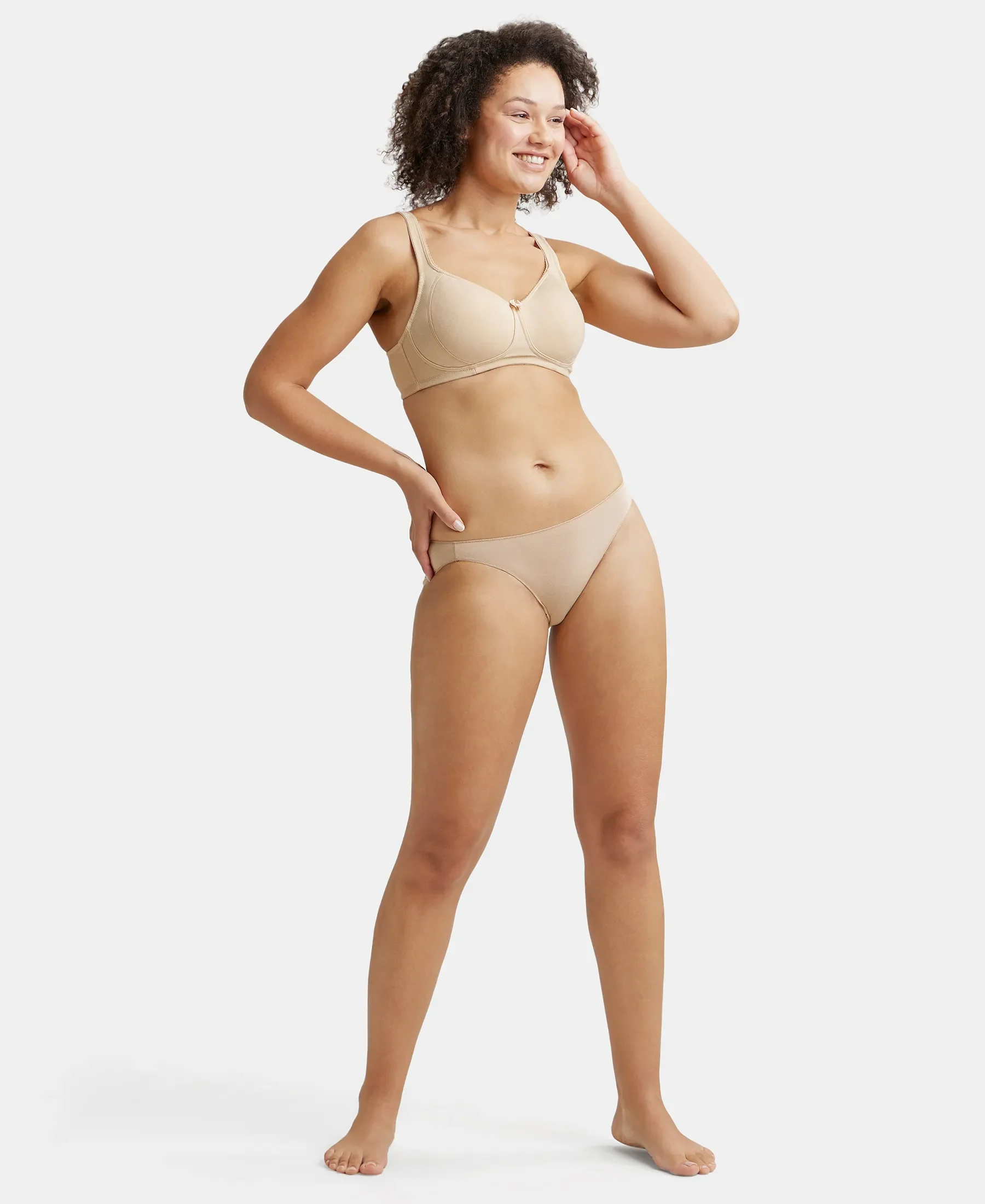 Wirefree Non Padded Super Combed Cotton Elastane Stretch Full Coverage Plus Size Bra Plush Lining Cup - Skin - Image 4