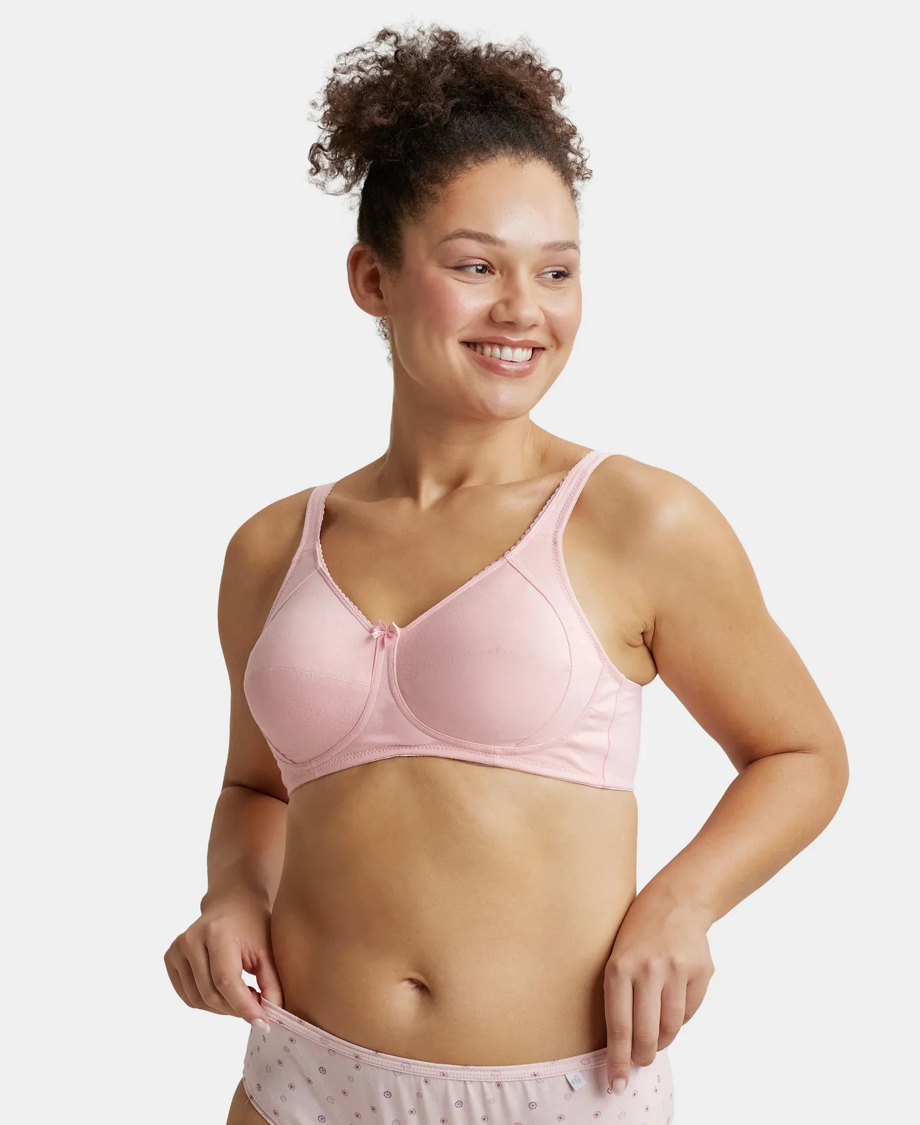 Wirefree Non Padded Super Combed Cotton Elastane Stretch Full Coverage Plus Size Bra with Side Panel Support - Candy Pink
