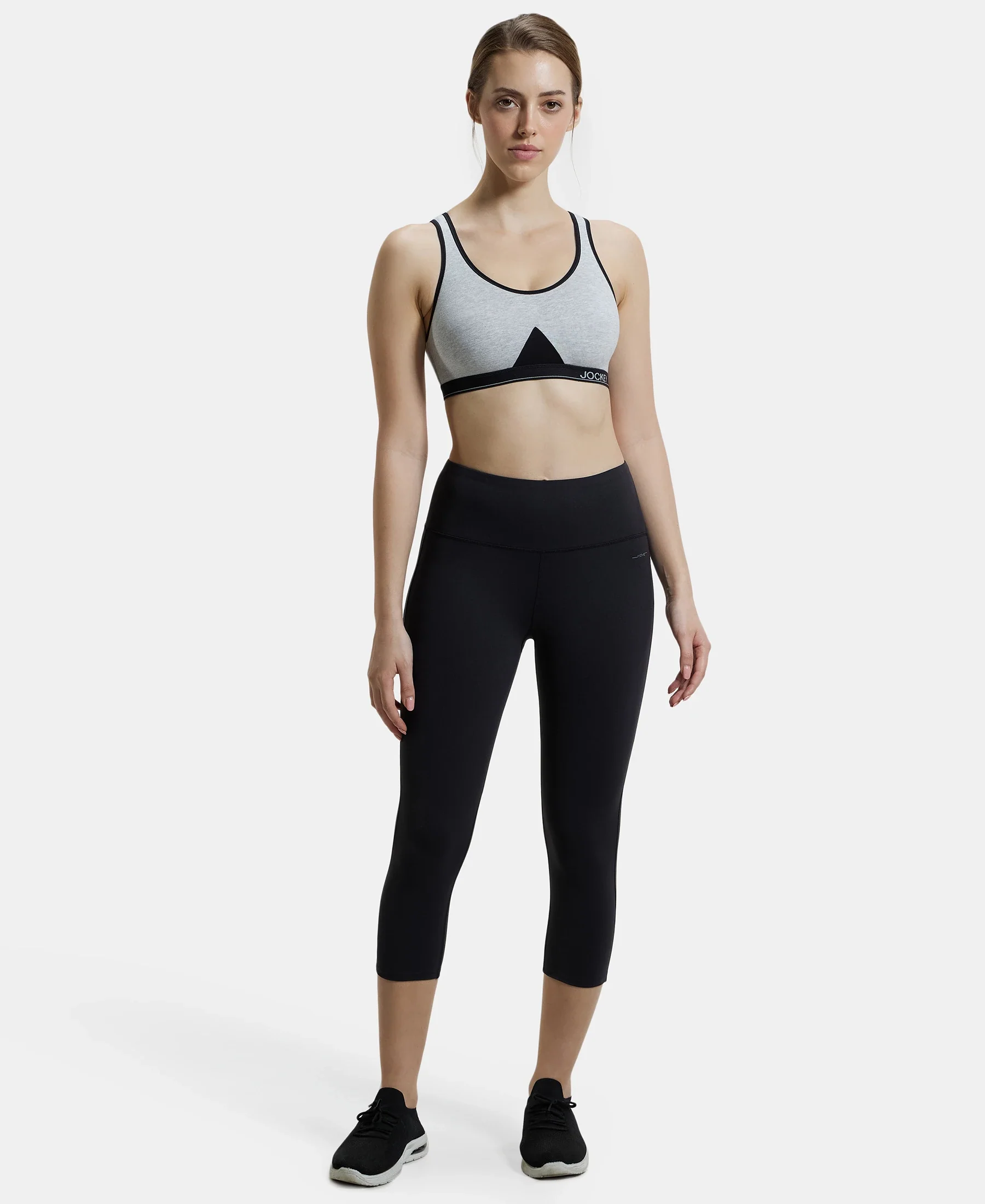 Wirefree Non Padded Super Combed Cotton Elastane Stretch Full Coverage Slip-On Active Bra with Wider Straps and Moisture Move Treatment - Steel Grey Melange - Image 4