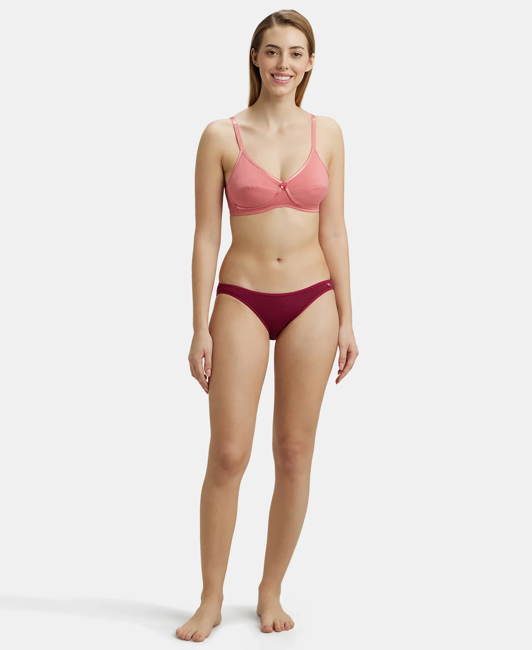 Wirefree Non Padded Super Combed Cotton Elastane Stretch Medium Coverage Cross Over Everyday Bra - Blush Pink - Image 4