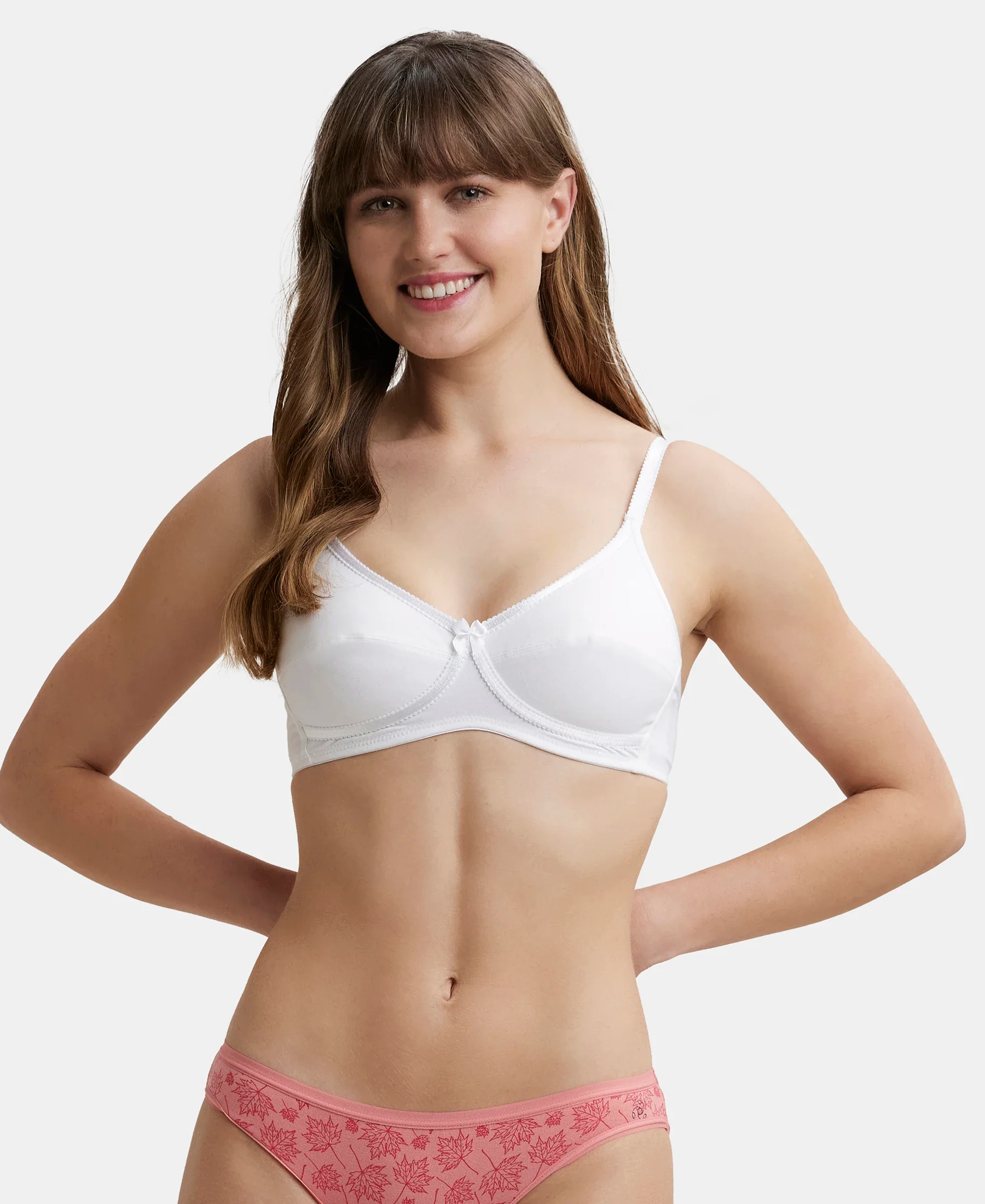 Wirefree Non Padded Super Combed Cotton Elastane Stretch Medium Coverage Cross Over Everyday Bra - White