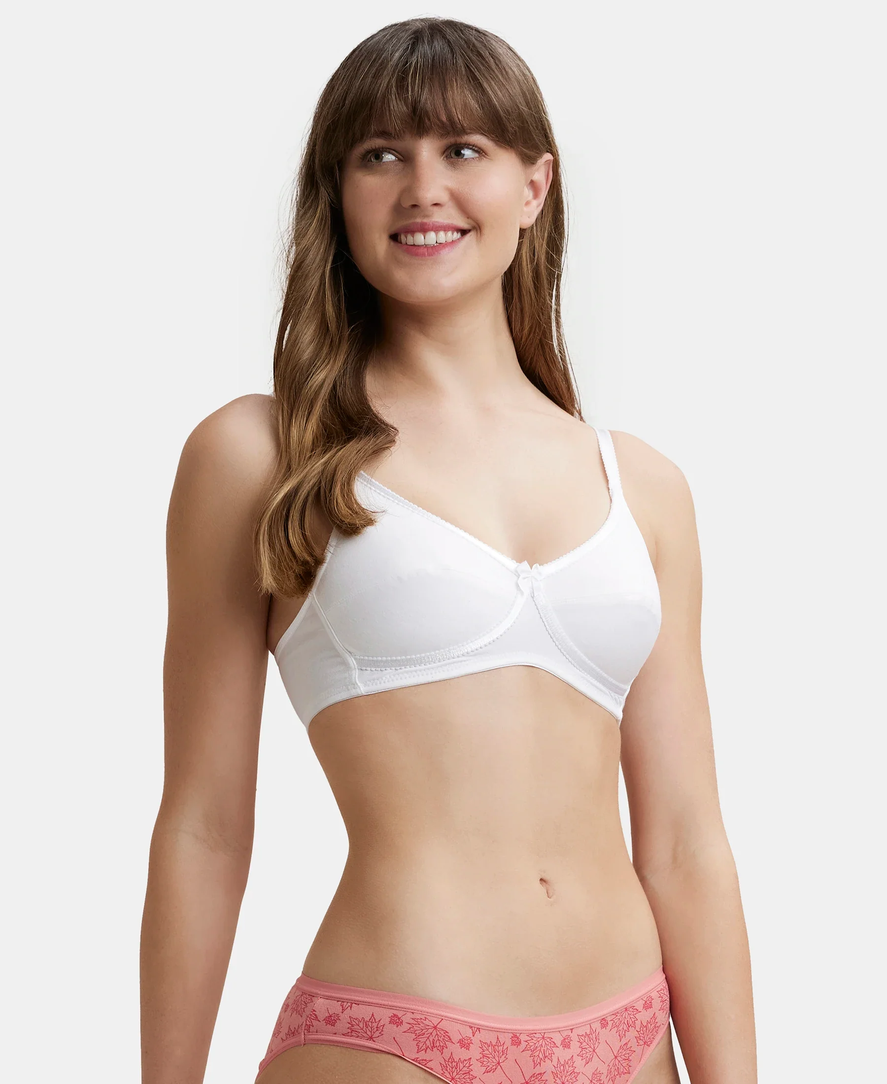 Wirefree Non Padded Super Combed Cotton Elastane Stretch Medium Coverage Cross Over Everyday Bra - White - Image 2