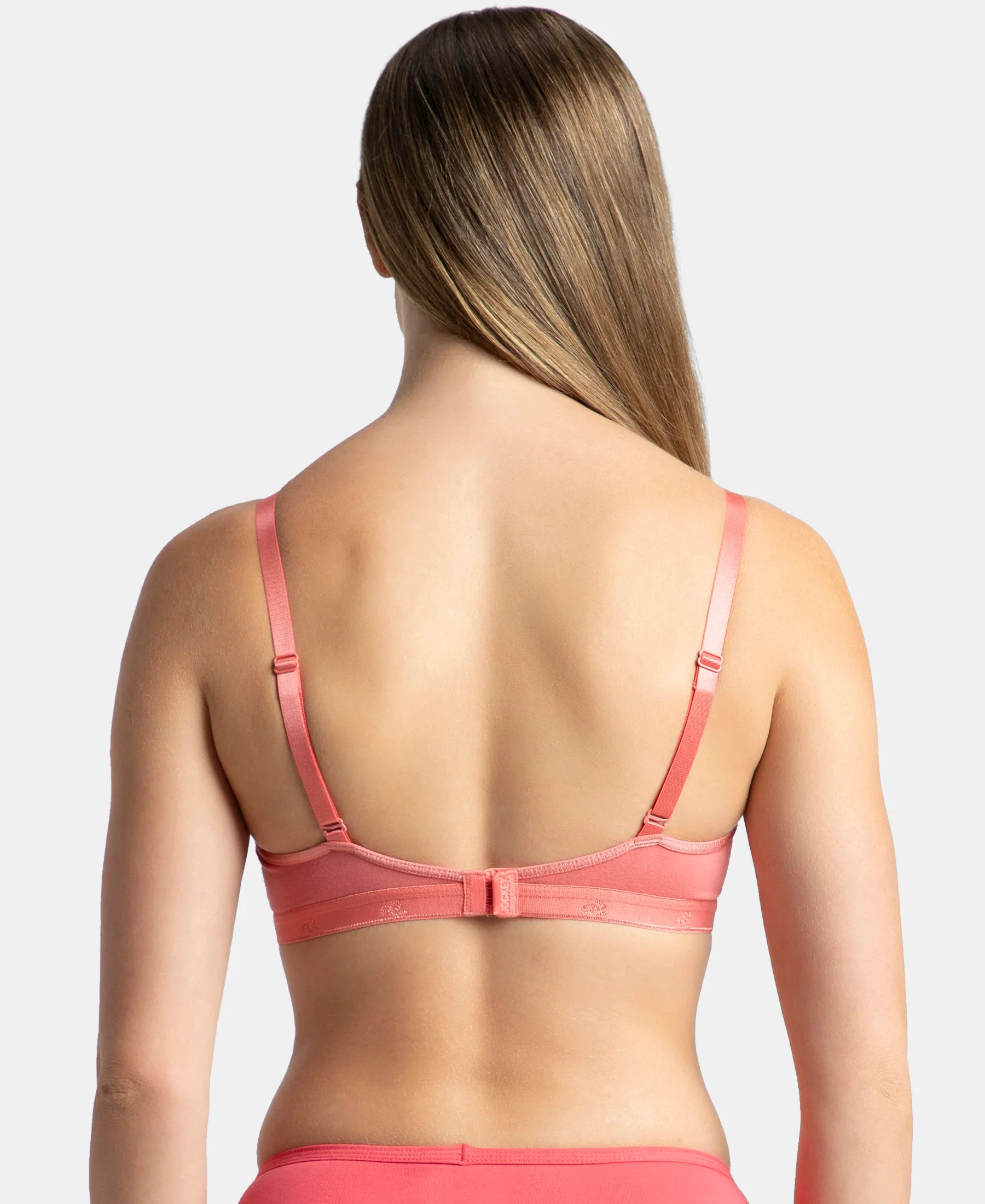 Wirefree Non Padded Super Combed Cotton Elastane Stretch Everyday Bra with Ultrasoft and Durable Underband - Blush Pink - Image 3