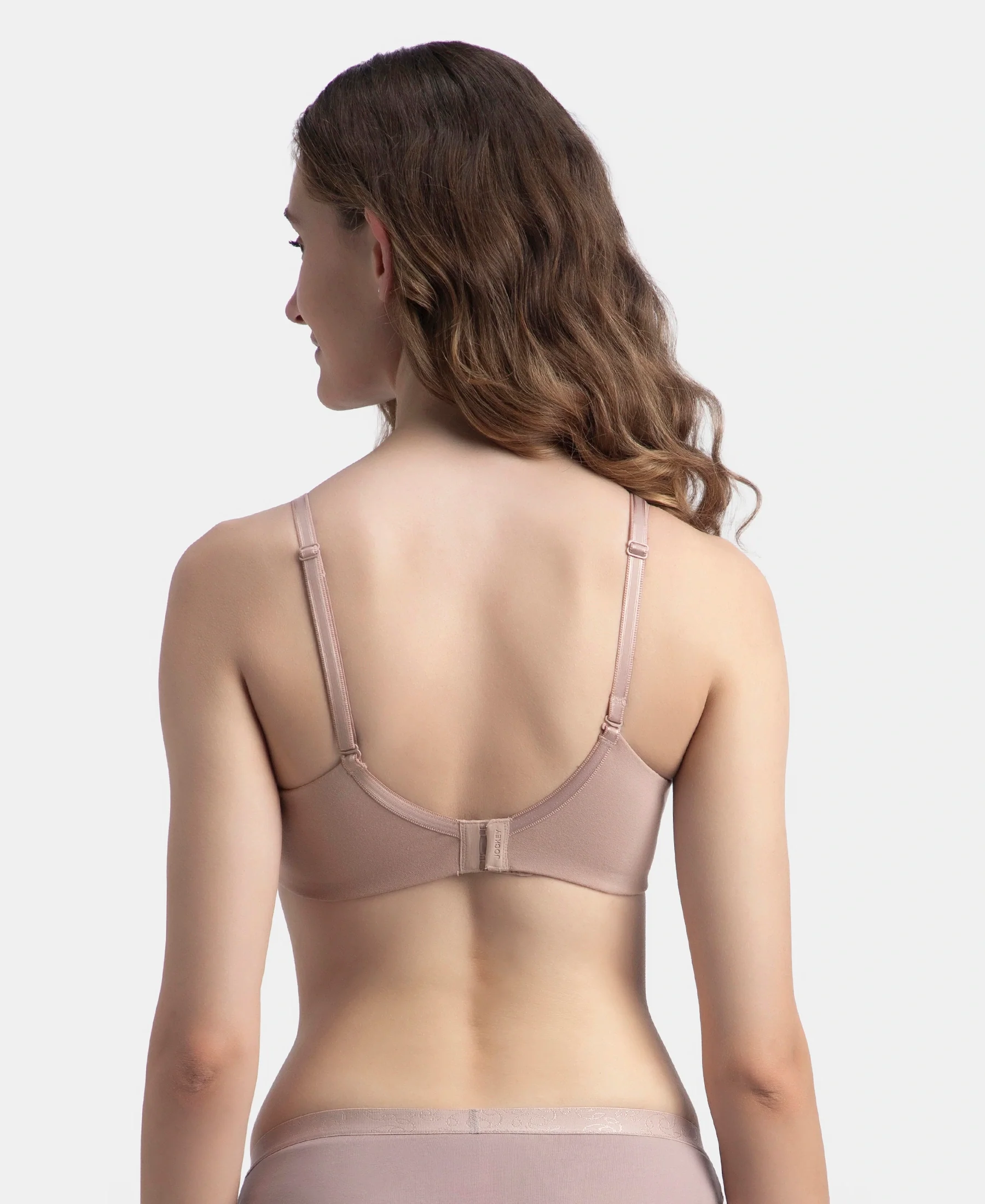 Wirefree Non Padded Super Combed Cotton Elastane Stretch Full Coverage Everyday Bra with Concealed Underband - Mocha - Image 3