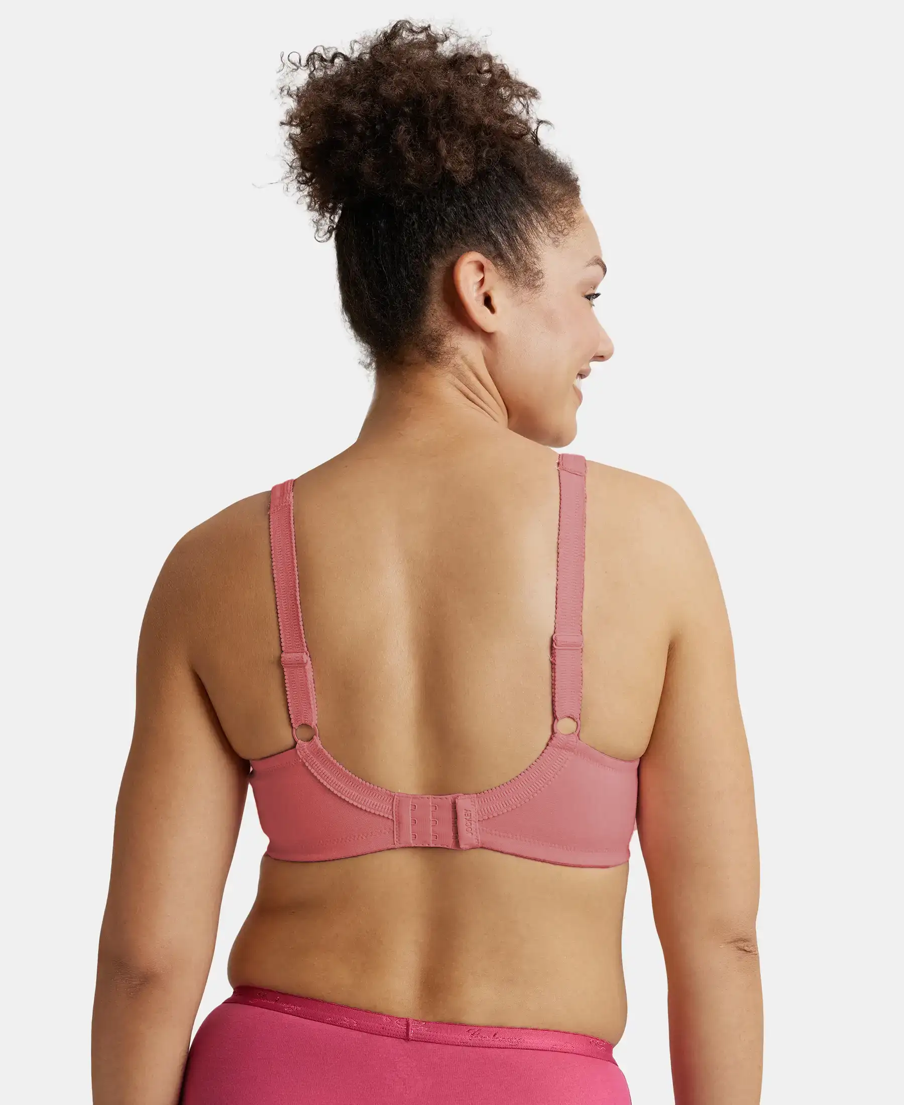 Wirefree Non Padded Super Combed Cotton Elastane Stretch Full Coverage Plus Size Bra Plush Lining Cup - Heather Rose - Image 3