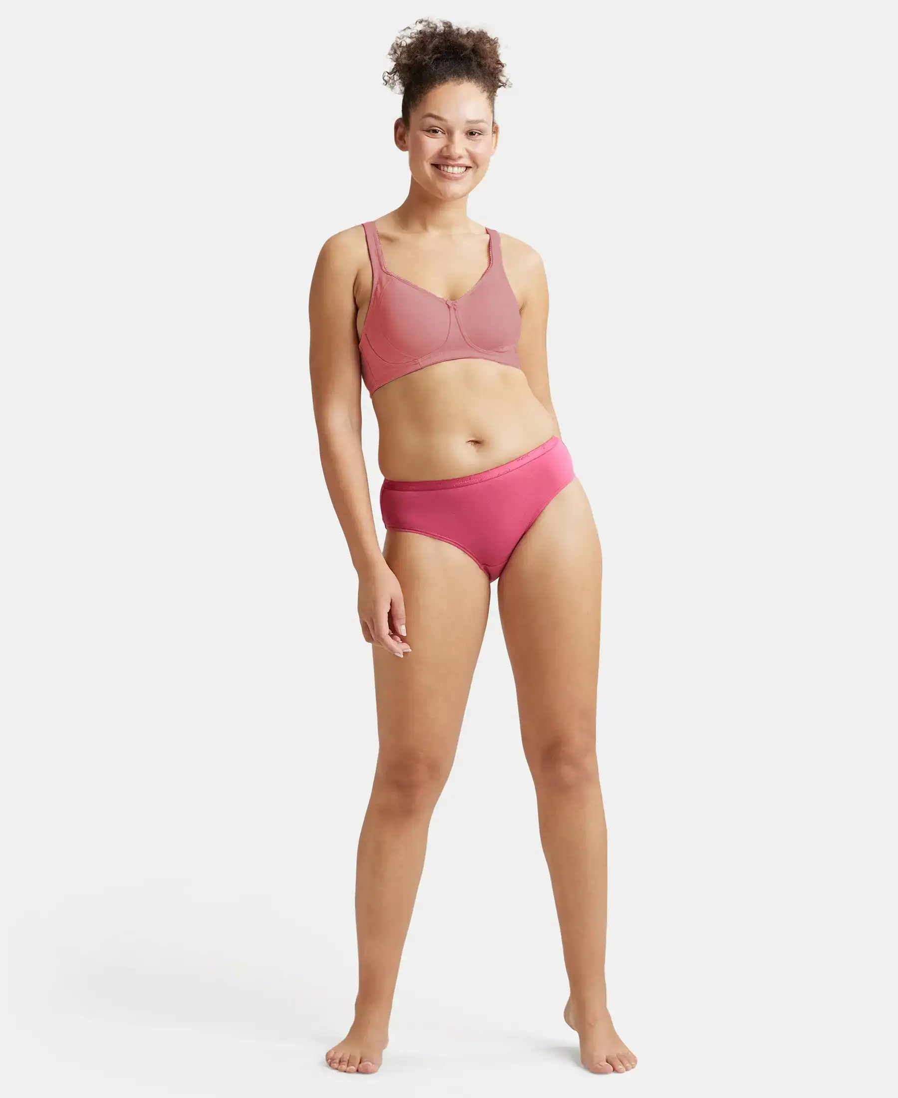 Wirefree Non Padded Super Combed Cotton Elastane Stretch Full Coverage Plus Size Bra Plush Lining Cup - Heather Rose - Image 4