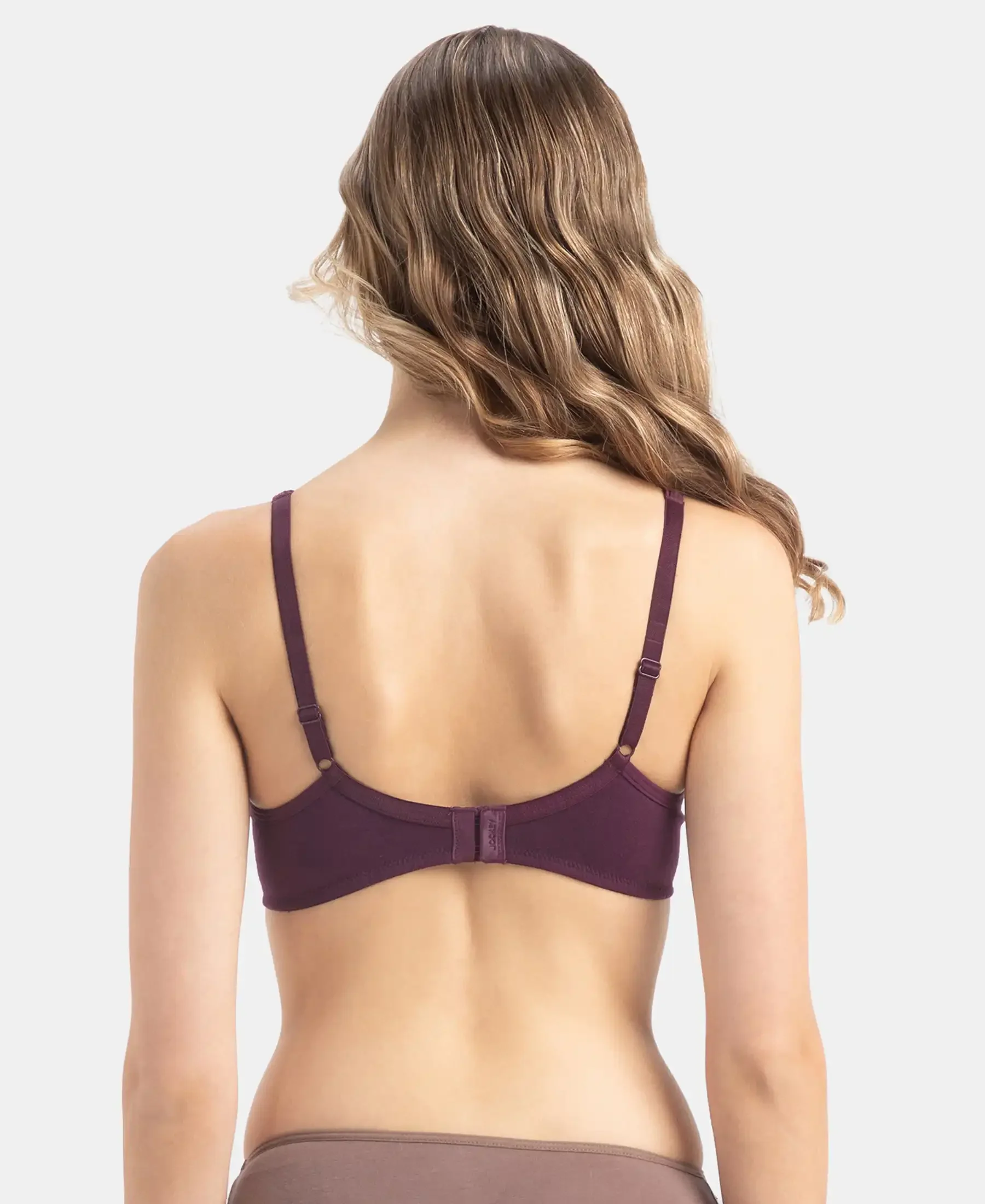 Wirefree Non Padded Super Combed Cotton Elastane Stretch Medium Coverage Everyday Bra with Concealed Shaper Panel - Potent Purple - Image 3