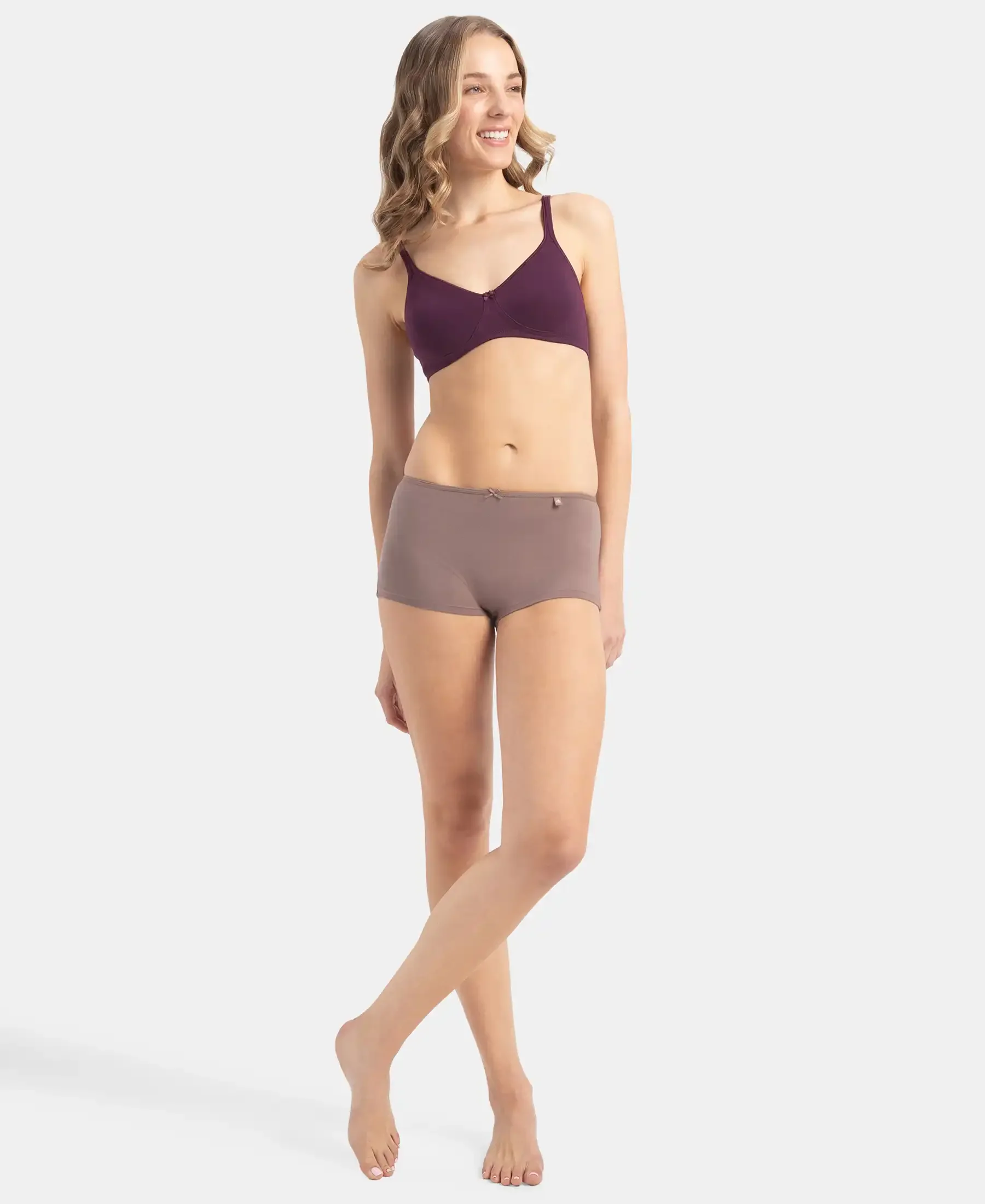 Wirefree Non Padded Super Combed Cotton Elastane Stretch Medium Coverage Everyday Bra with Concealed Shaper Panel - Potent Purple - Image 4