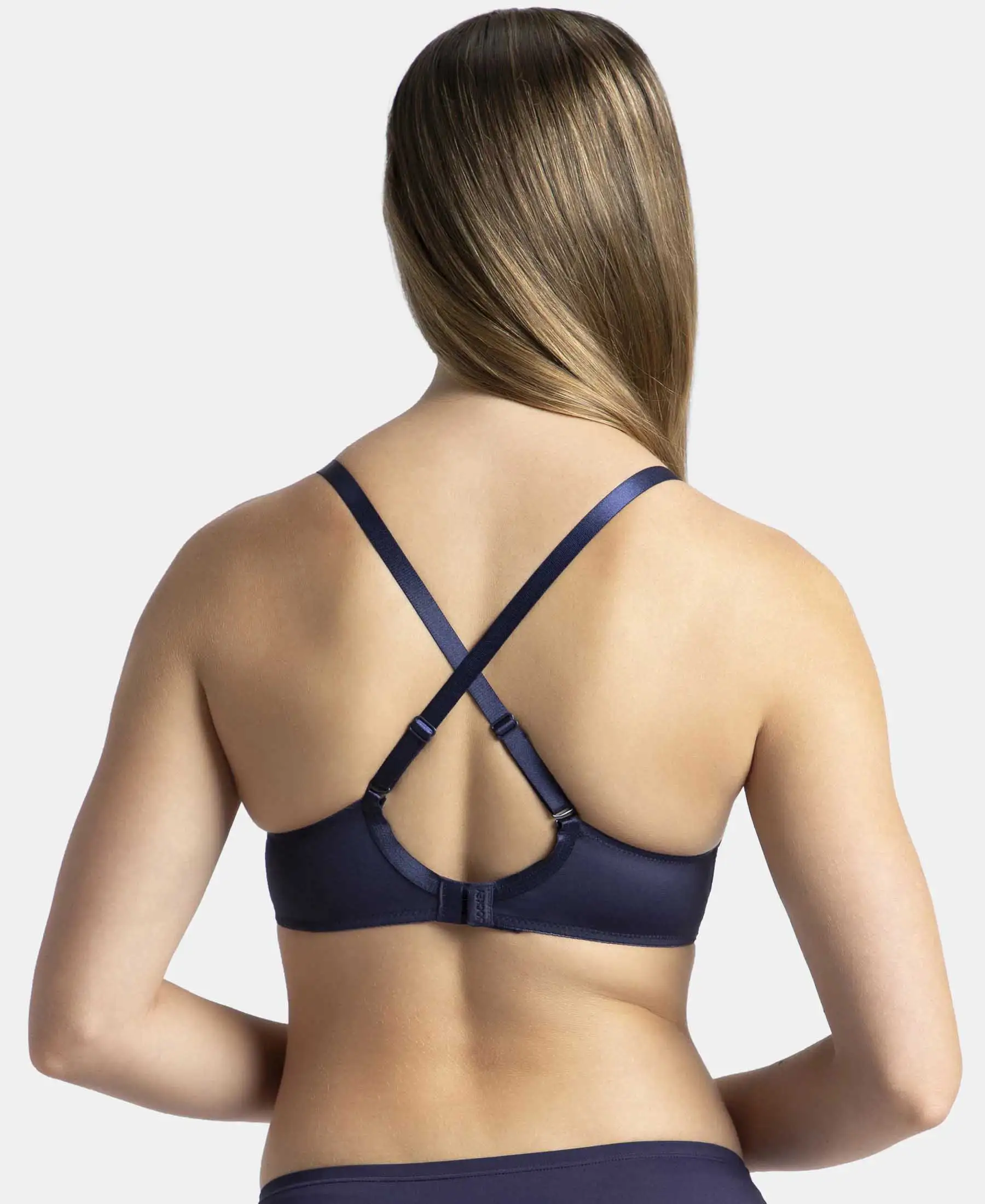 Wirefree Padded Microfiber Elastane Stretch Full Coverage T-Shirt Bra with Magic Under Cup - Classic Navy - Image 10