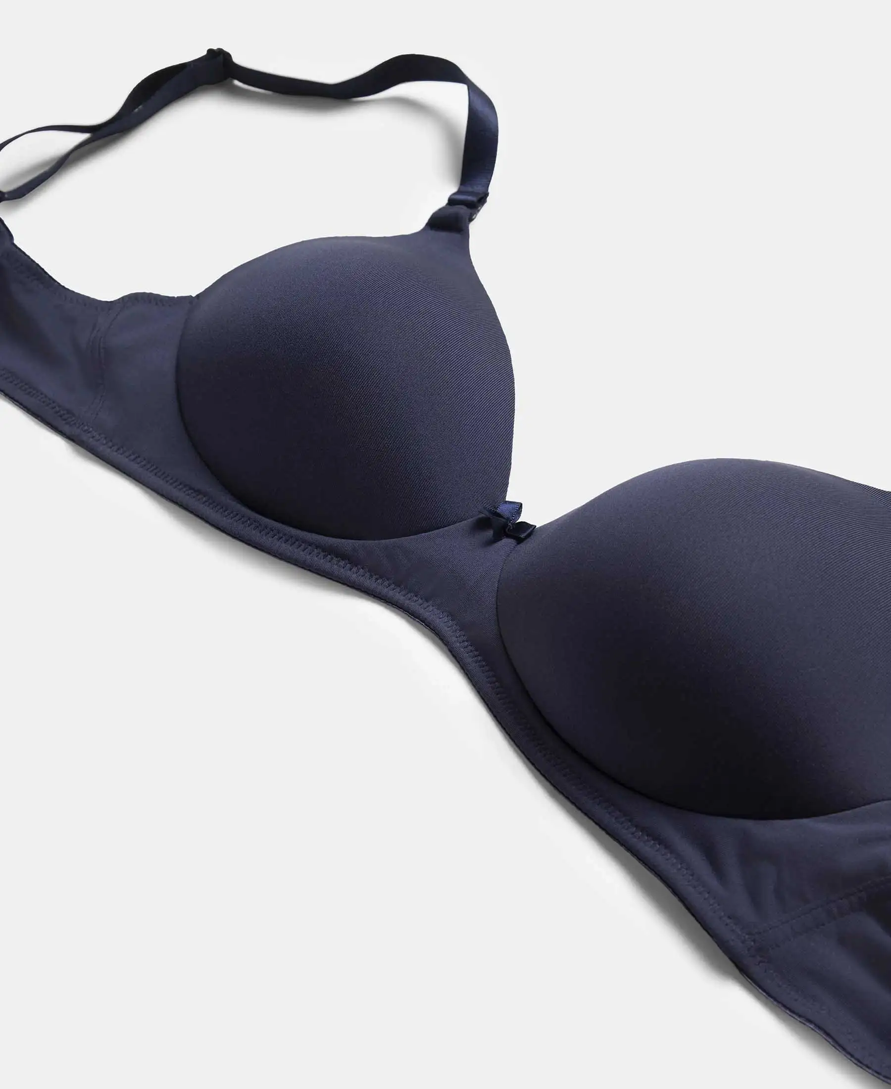 Wirefree Padded Microfiber Elastane Stretch Full Coverage T-Shirt Bra with Magic Under Cup - Classic Navy - Image 11