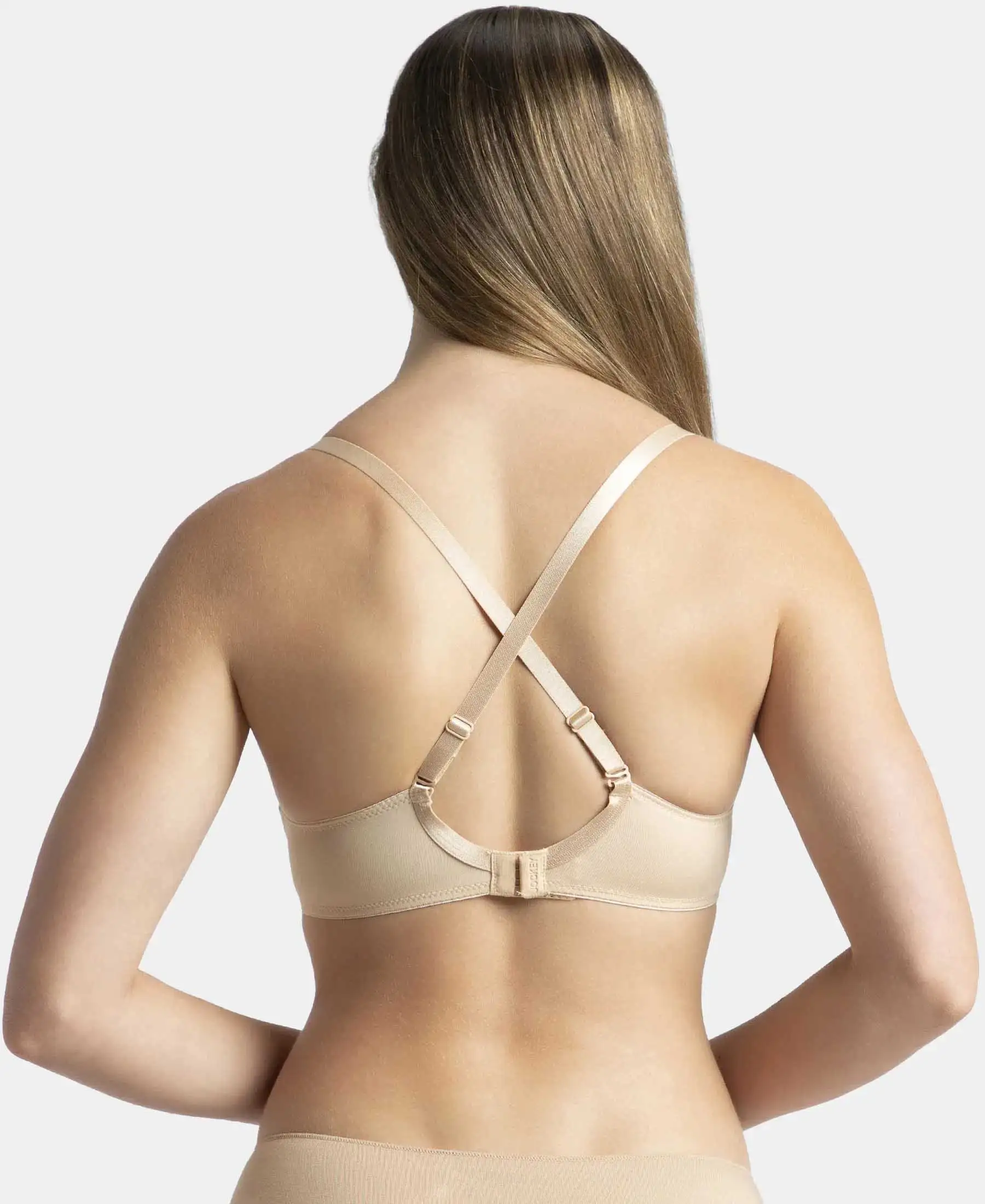 Wirefree Padded Microfiber Elastane Stretch Full Coverage T-Shirt Bra with Magic Under Cup - Light Skin - Image 10