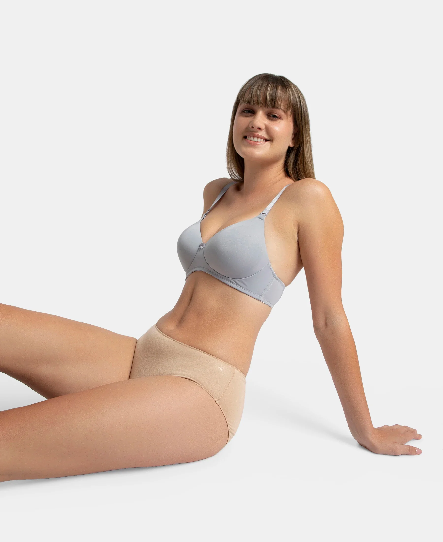 Wirefree Padded Microfiber Elastane Stretch Full Coverage T-Shirt Bra with Magic Under Cup - Lilac Grey - Image 5