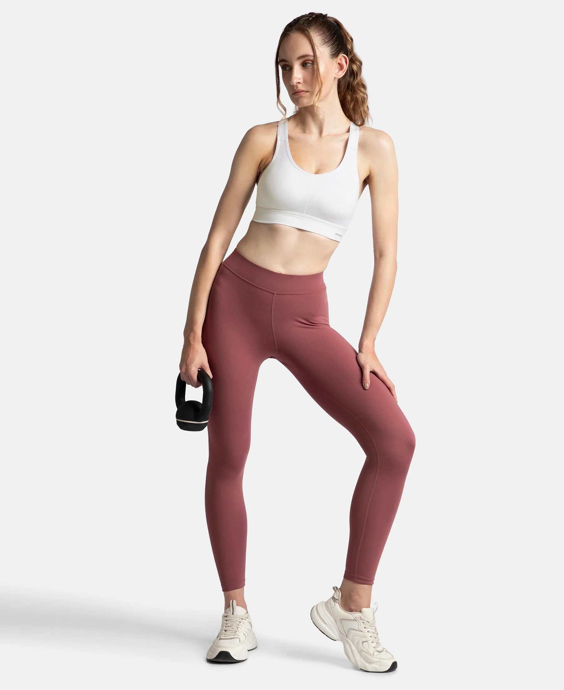 Wirefree Padded Soft Touch Microfiber Elastane Stretch Full Coverage Sports Bra with Broad Underband - White - Image 6