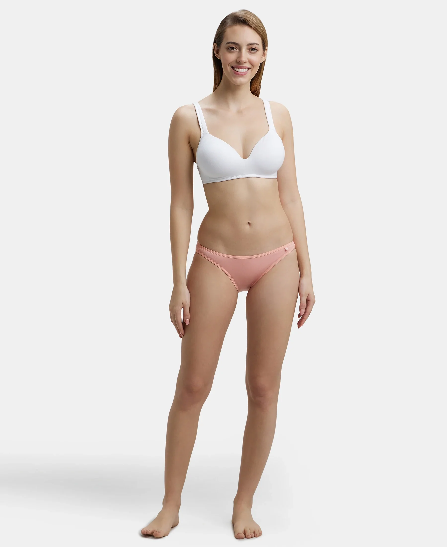 Wirefree Padded Super Combed Cotton Elastane Stretch Full Coverage Lounge Bra with Broad Cushioned Fabric Strap - White - Image 4