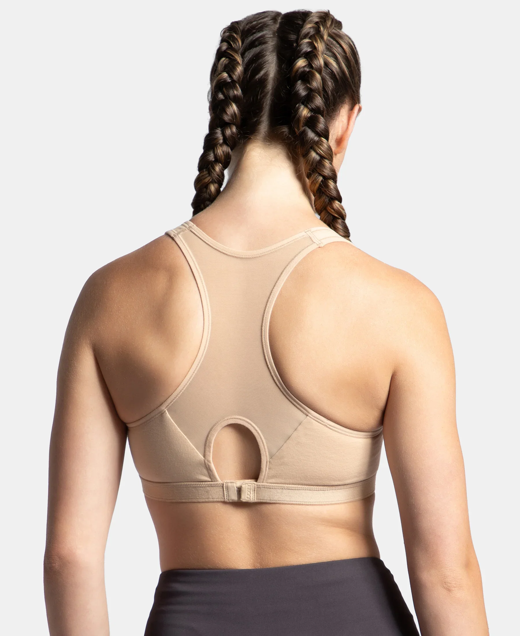 Wirefree Padded Super Combed Cotton Elastane Stretch Full Coverage Racerback Active Bra with StayFresh and Moisture Move Treatment - Skin - Image 3